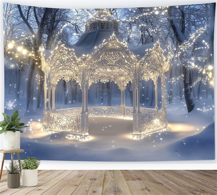 Winter Wonderland Backdrop Enchanted Gazebo Glow Backdrop MRR7-154