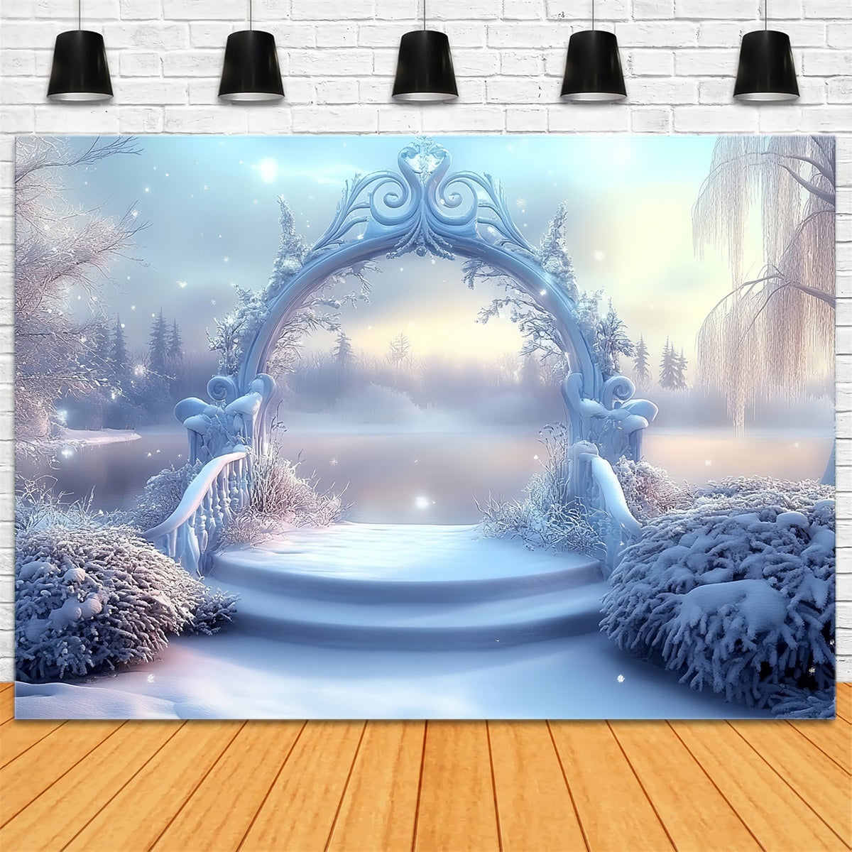 Winter Wonderland Backdrop Twilight Winter Lake Backdrop MRR7-164