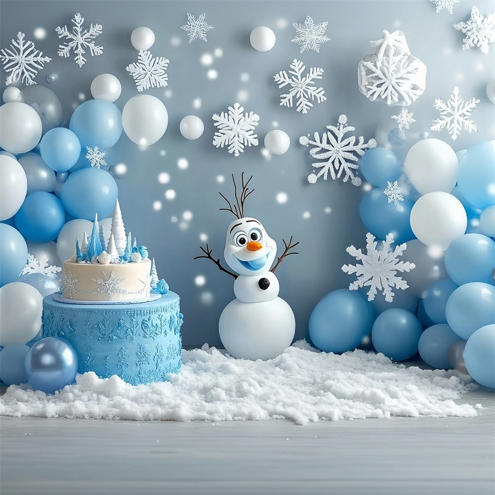 Winter Photo Backdrop Snowman Birthday Fun Backdrop MRR7-169