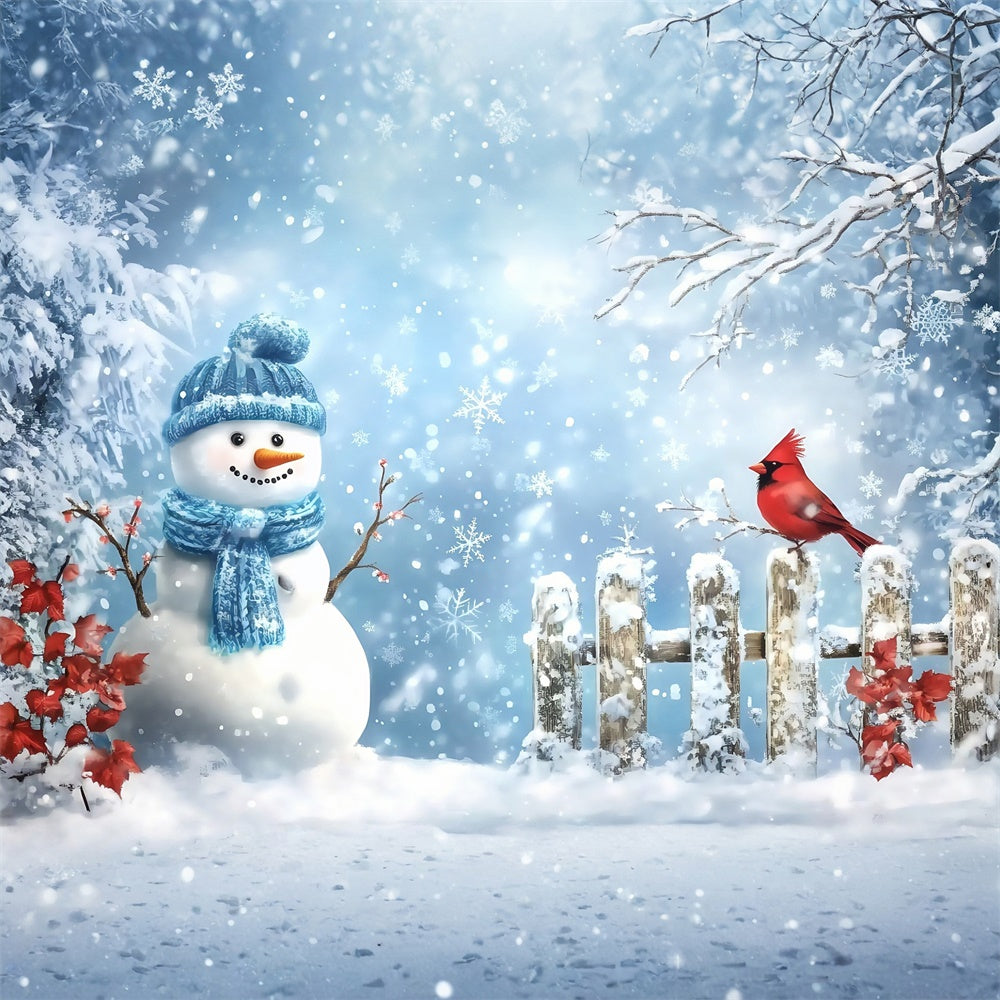 Snowy Backdrop Cardinal Snowman Cheerful Backdrop MRR7-170