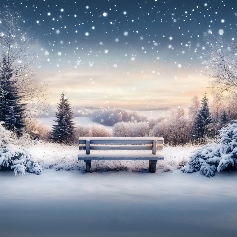 Winter Snow Backdrop Silent Snowfield Sunrise Backdrop MRR7-172