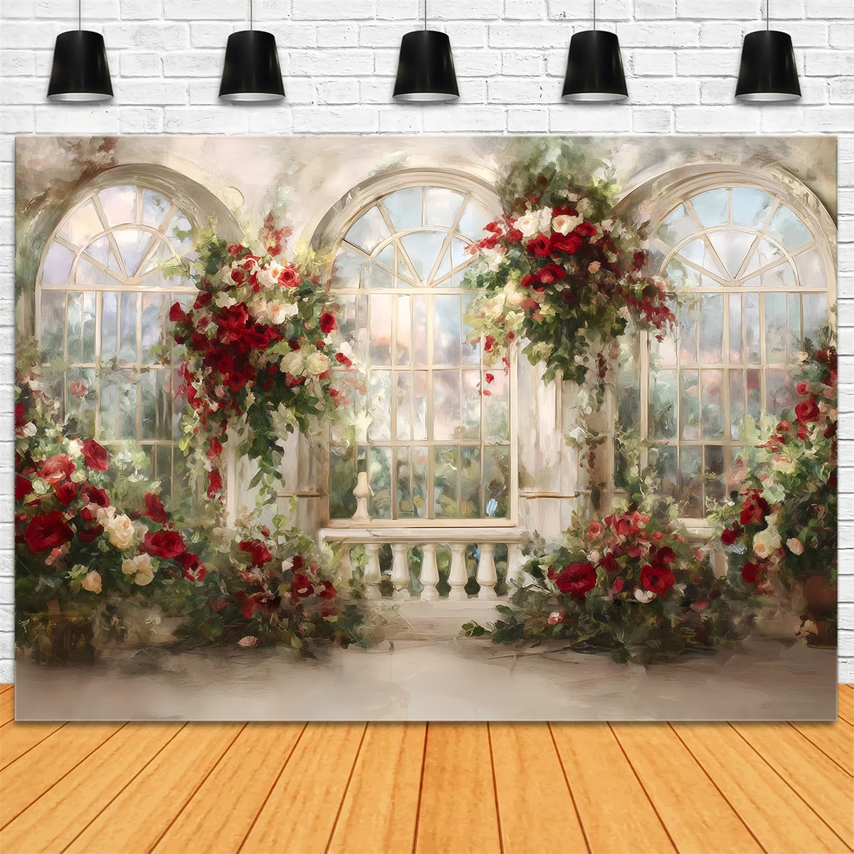 Oil Painting Photography Backdrop Rose Window Backdrop MRR7-198