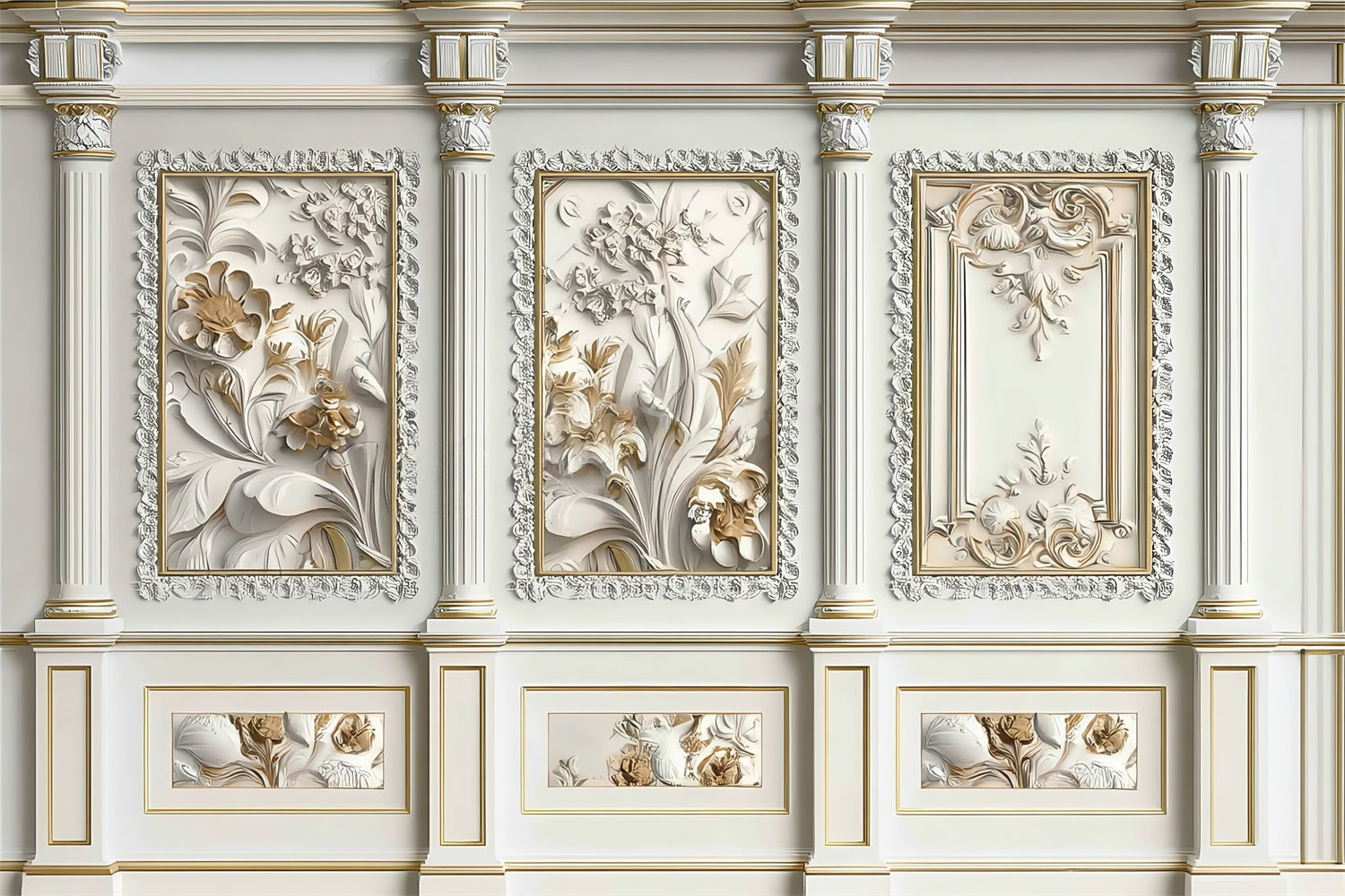 Vintage Photo Backdrop Classic Ivory Bloom Relief Backdrop MRR7-218