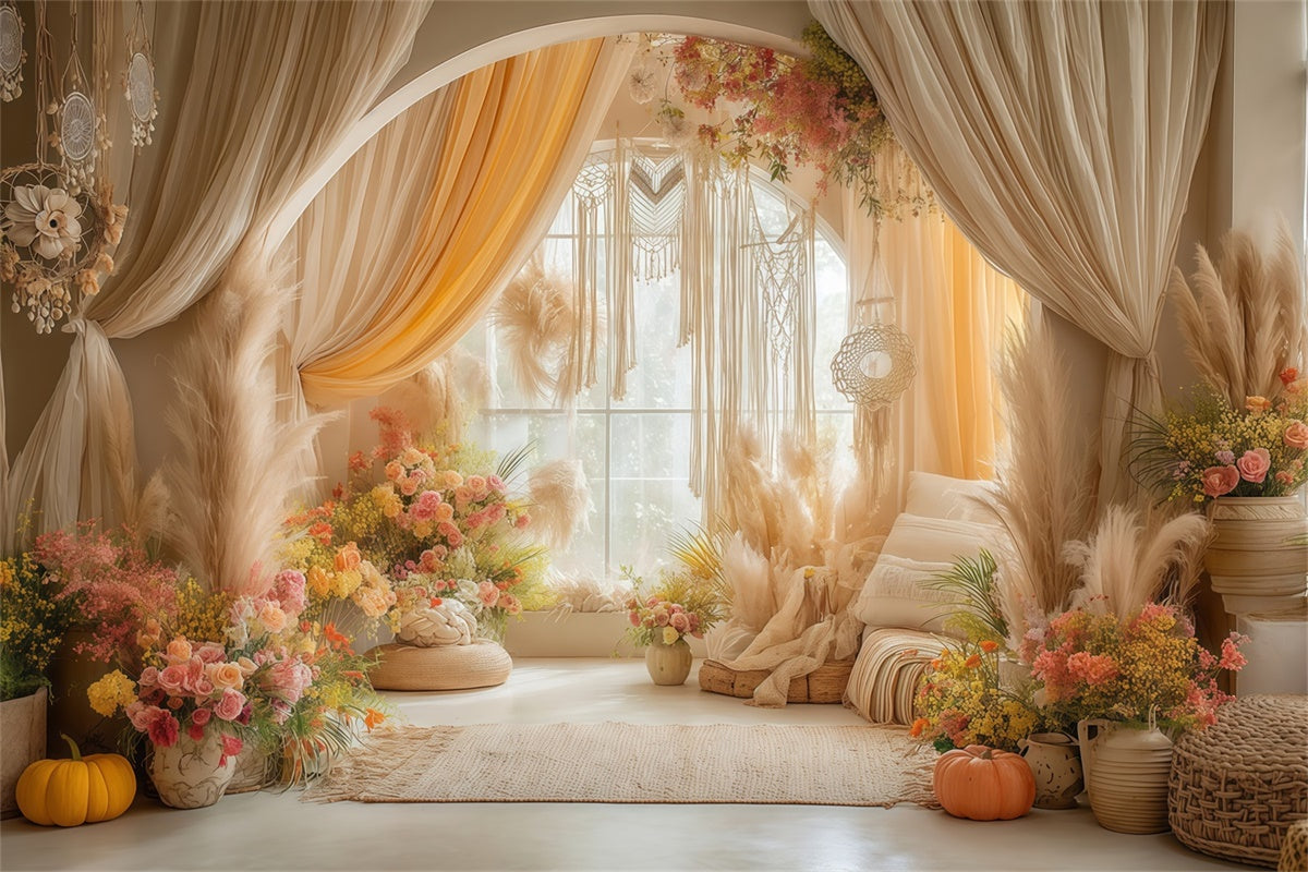 Boho Photography Backdrop Boho Cozy Room Backdrop MRR7-261