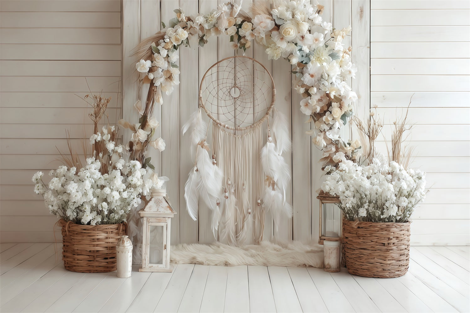 Boho Backdrop Photography Charm Floral Wood Backdrop MRR7-264