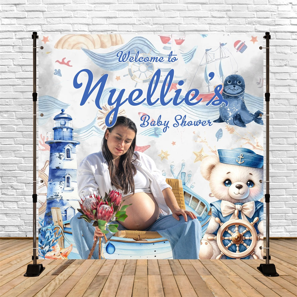 Backdrop For Baby Shower Nautical Adventure Customized Backdrop MRR7-4