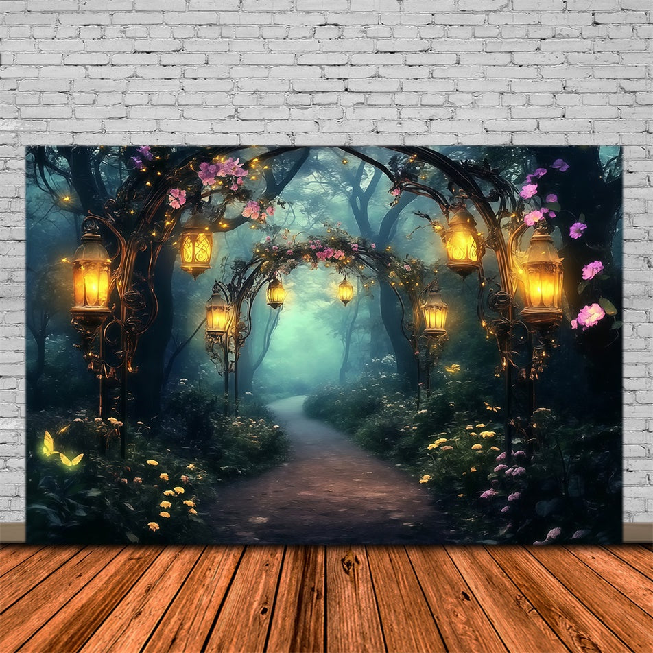 Enchanted Forest Backdrops Floral Arch Glow Backdrop MRR7-96