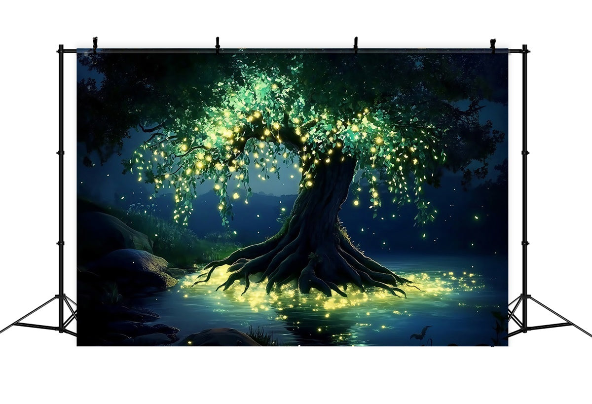 Magical Forest Backdrop Nightlight Serenity Lake Backdrop MRR7-98