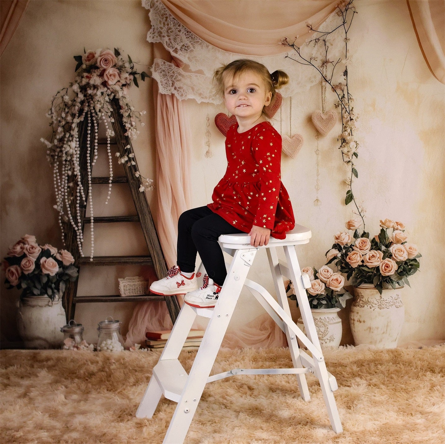 Valentine Photo Backdrop Romantic Floral Love Heart Valentine's Day Backdrop MRR8-274