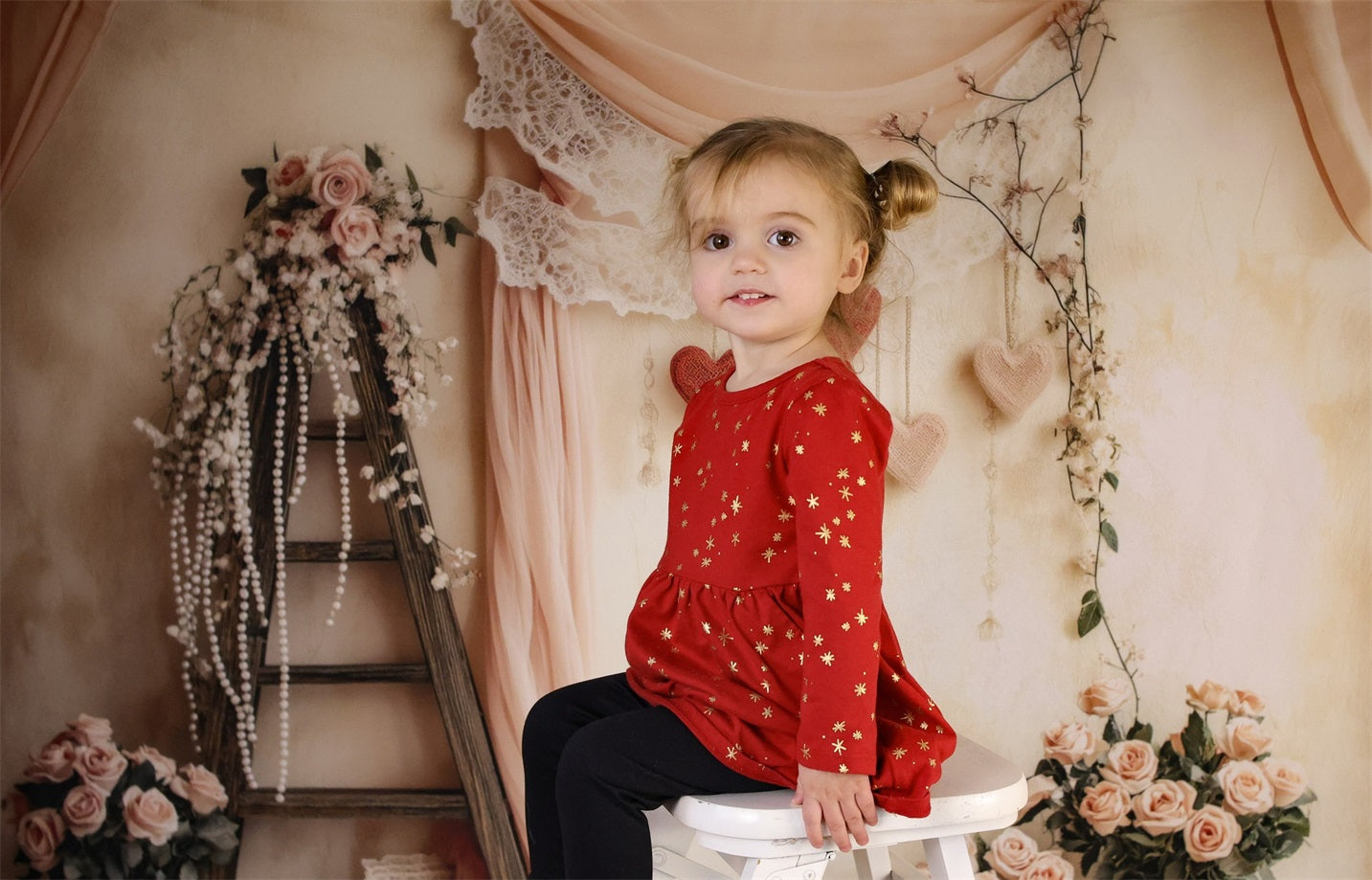 Valentine Photo Backdrop Romantic Floral Love Heart Valentine's Day Backdrop MRR8-274