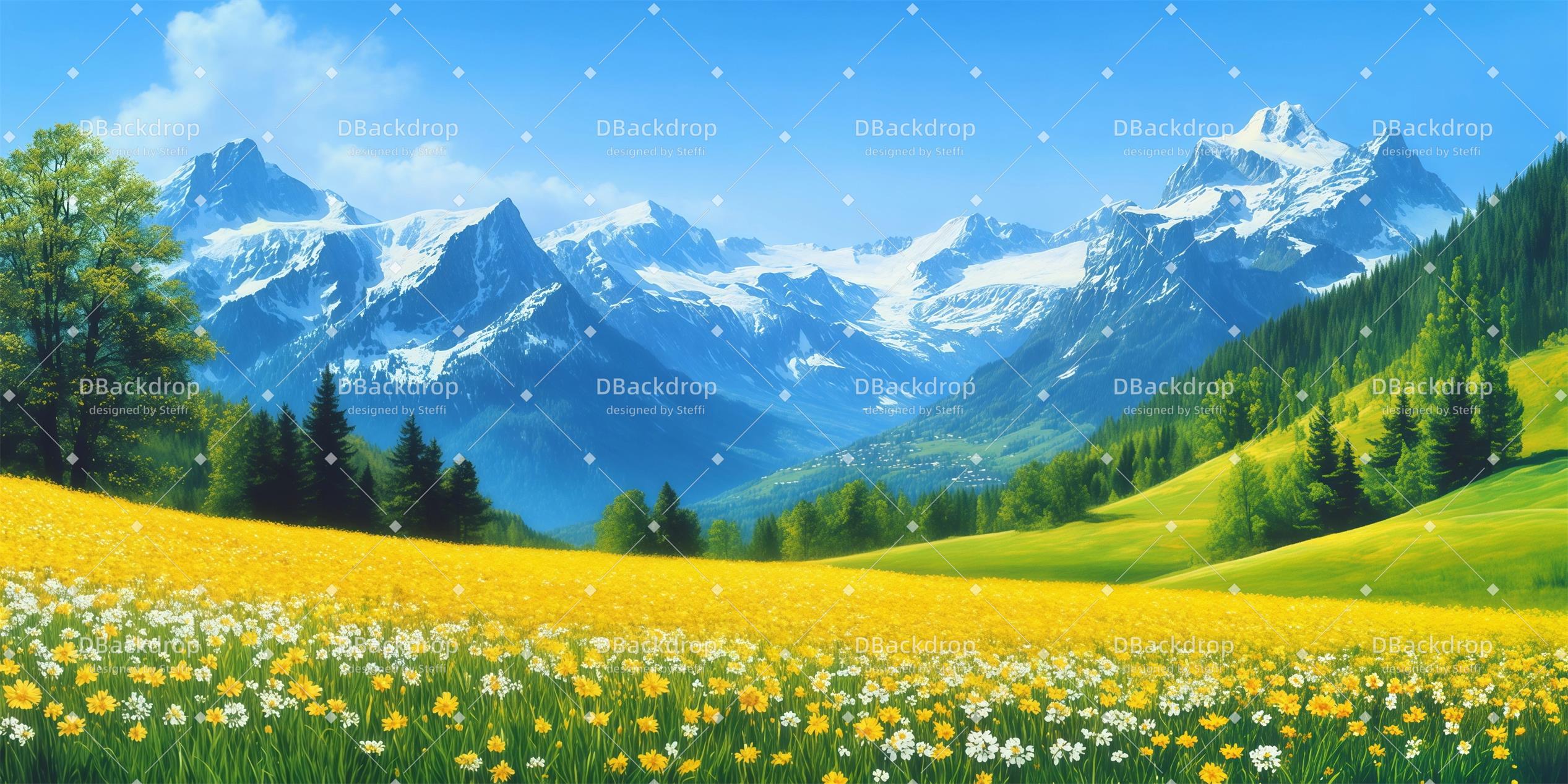 School Play Backdrop Mountain Edelweiss Stage Backdrops for Sale CSH59-T71
