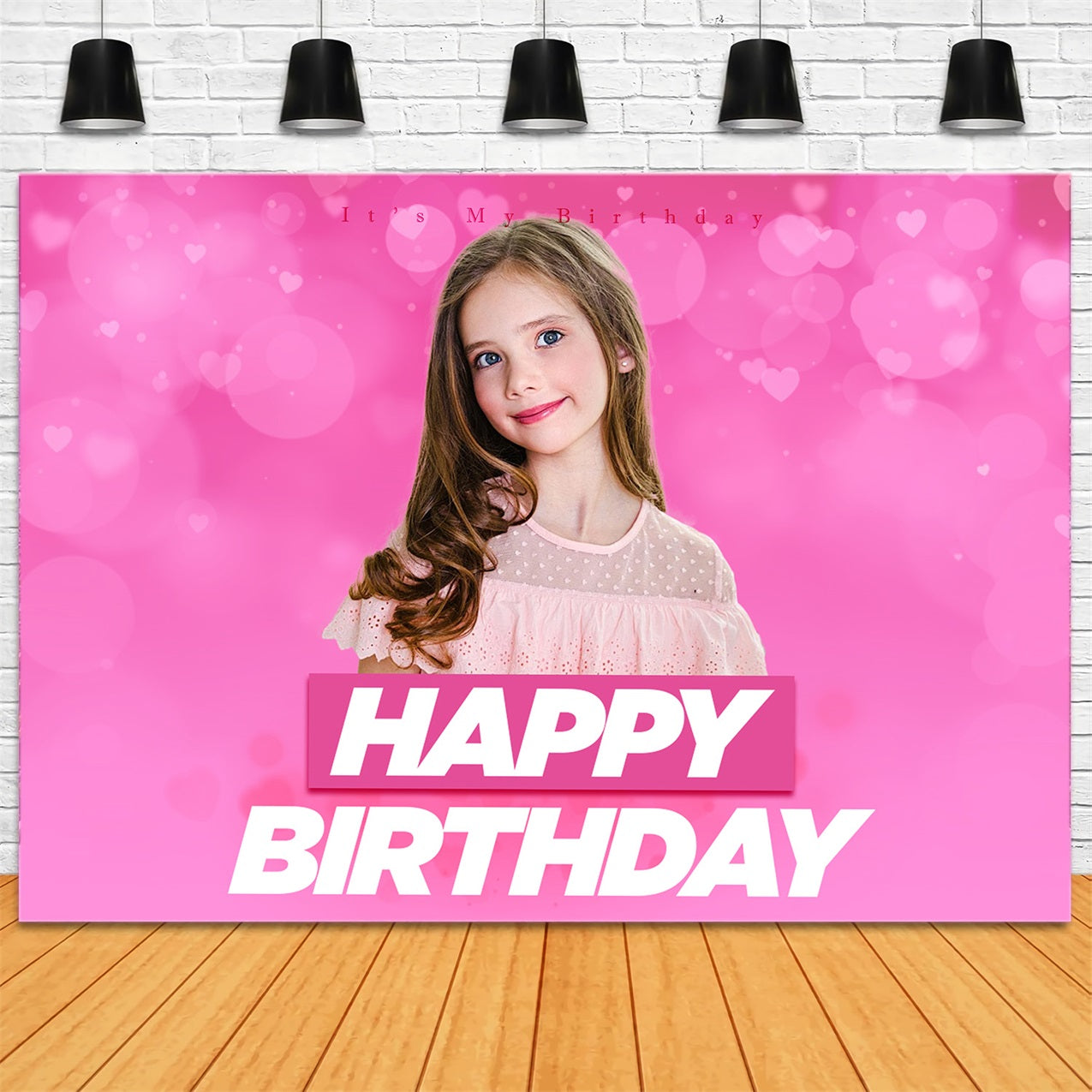 Customised Birthday Backdrop Lovely Pink Theme Backdrop Design RR1-107