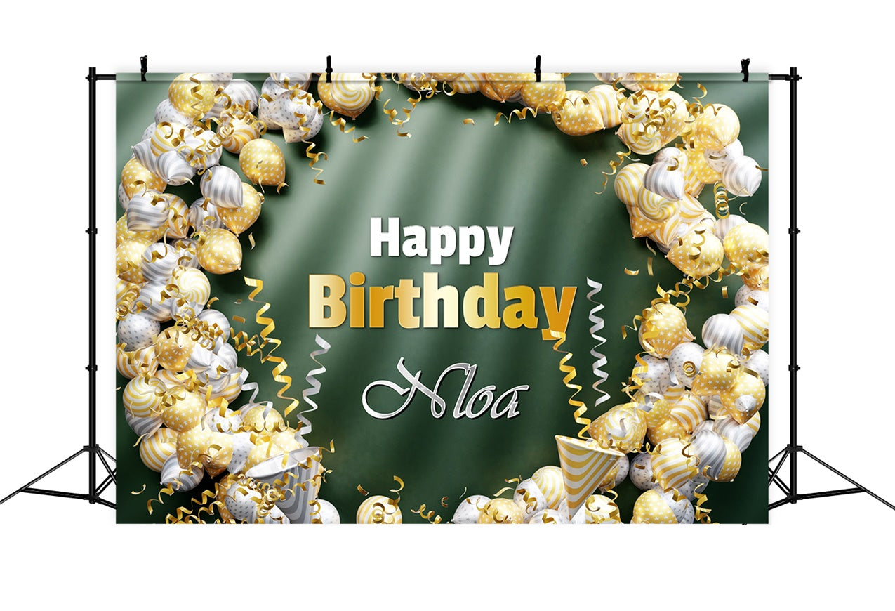 Customized Birthday Backdrop Gold Elegant Balloon Garland Backdrop RR1-62