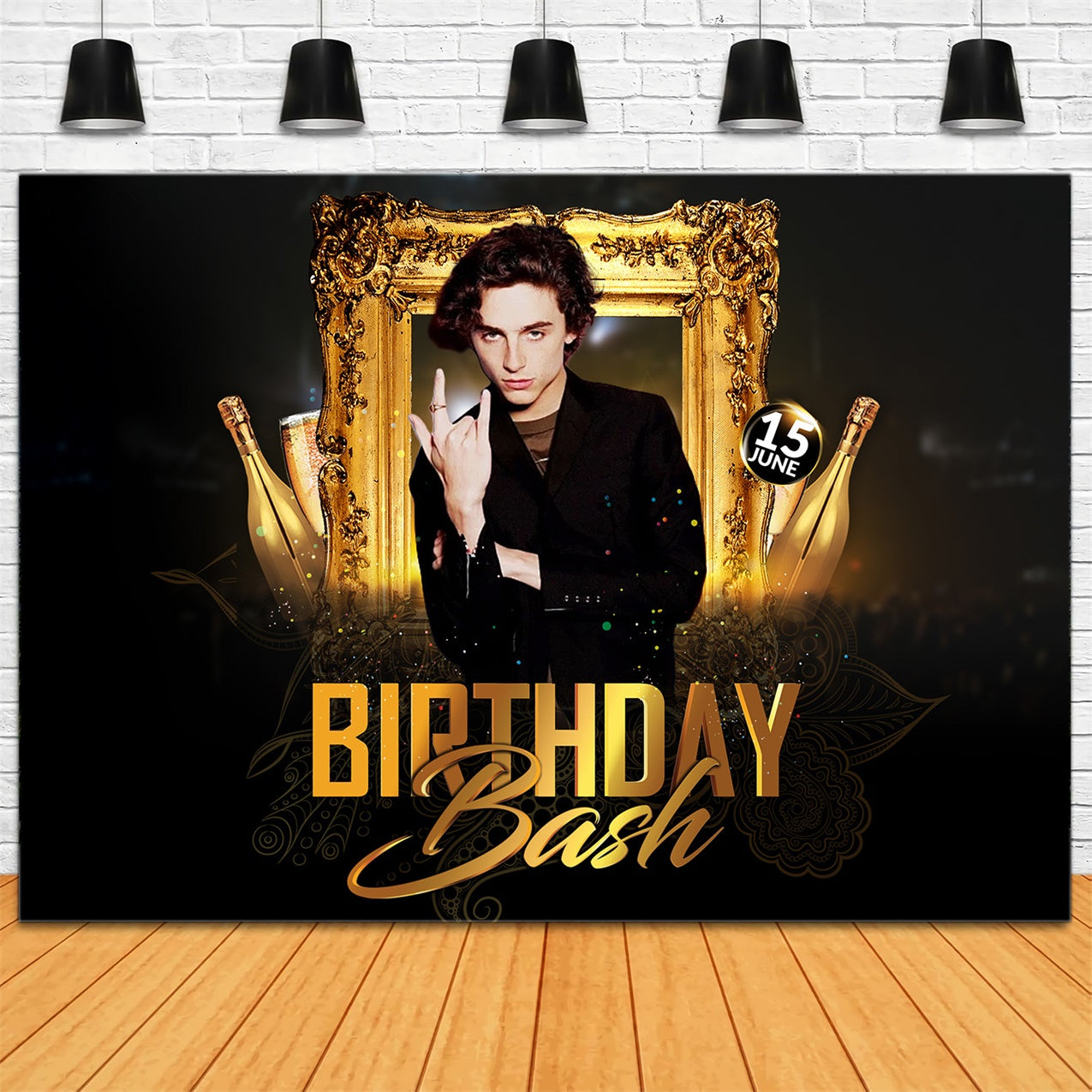 Personalized Birthday Backdrops Vintage Luxury Golden Backdrop RR1-72