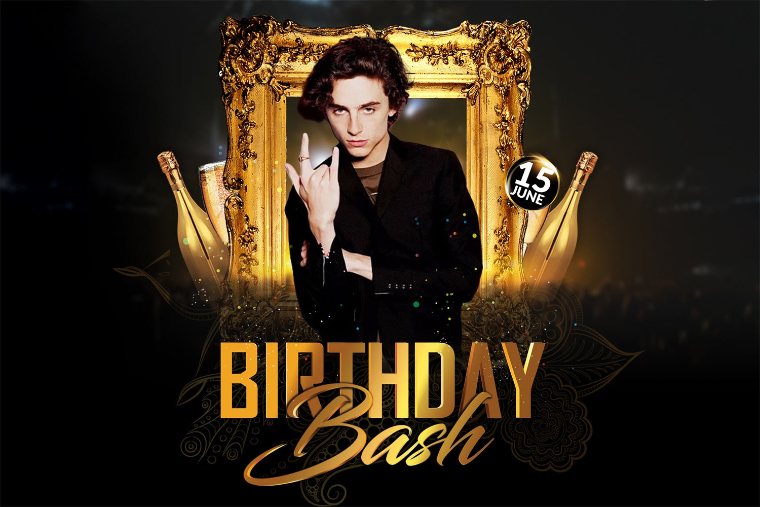 Personalized Birthday Backdrops Vintage Luxury Golden Backdrop RR1-72