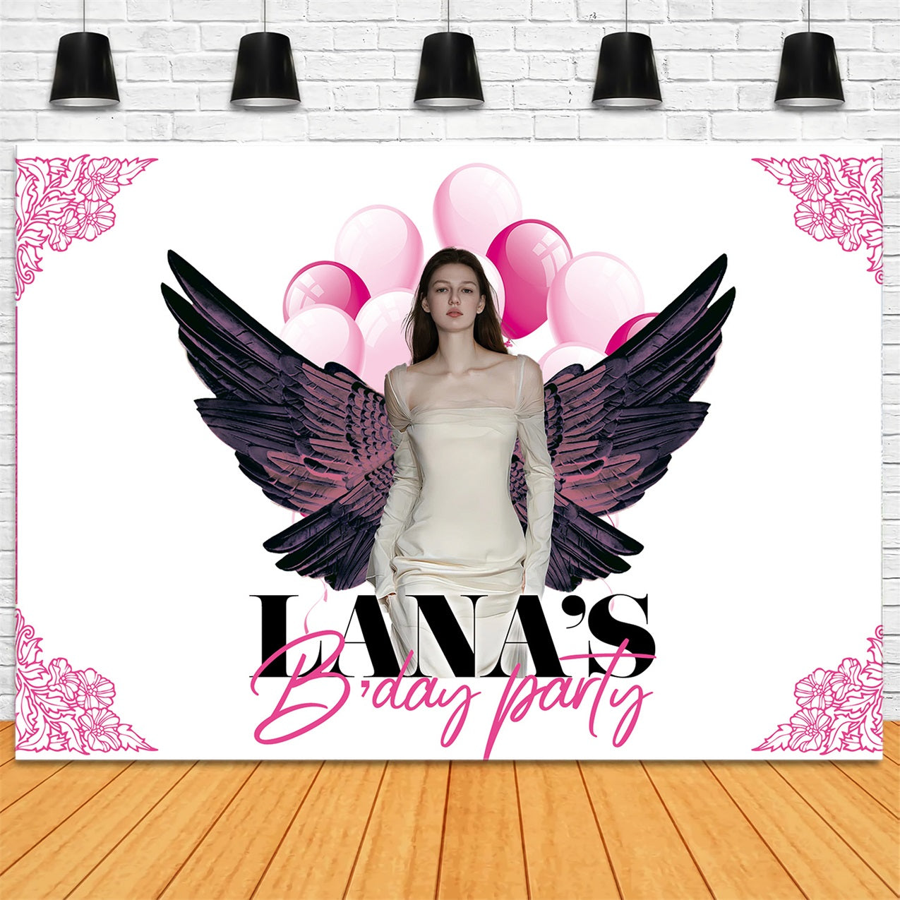 Personalized Birthday Backdrop Balloon Winged Party Backdrop RR1-89