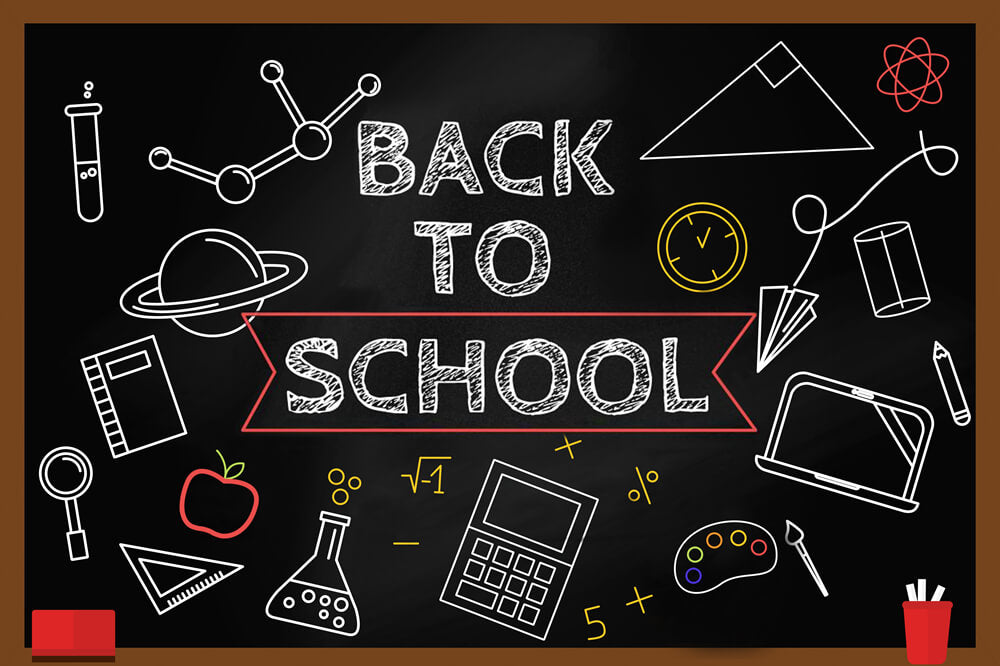Back to School Blackboard Chalk Drawing Backdrop RR6-31