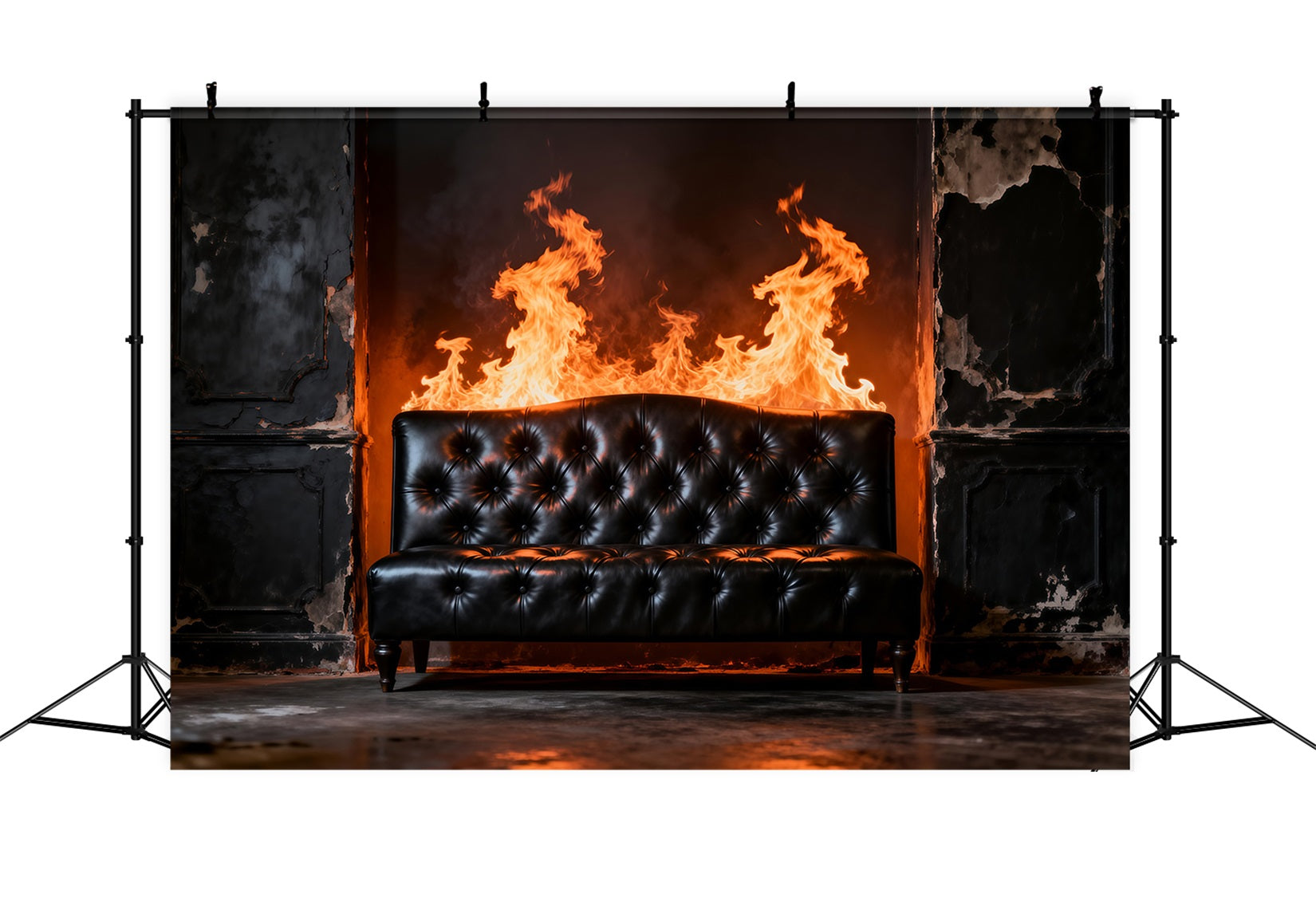 Backdrops for Boudoir Inferno Noir Leather Sofa Antique Photography Backdrops RR62-73