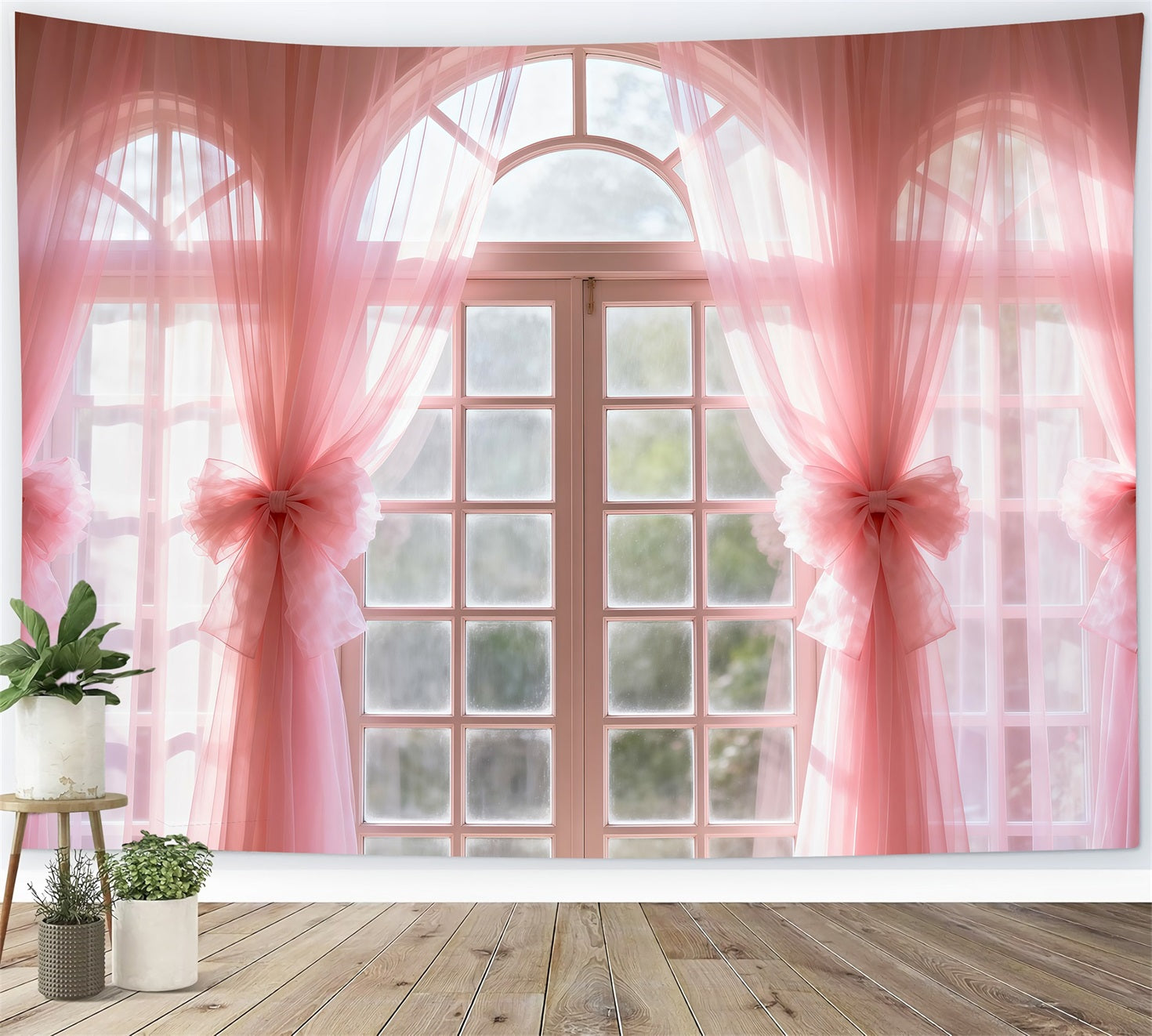 Boudoir Photo Backdrops Blush Sheer Bow Windowlight Backdrops for Boudoir RR62-80