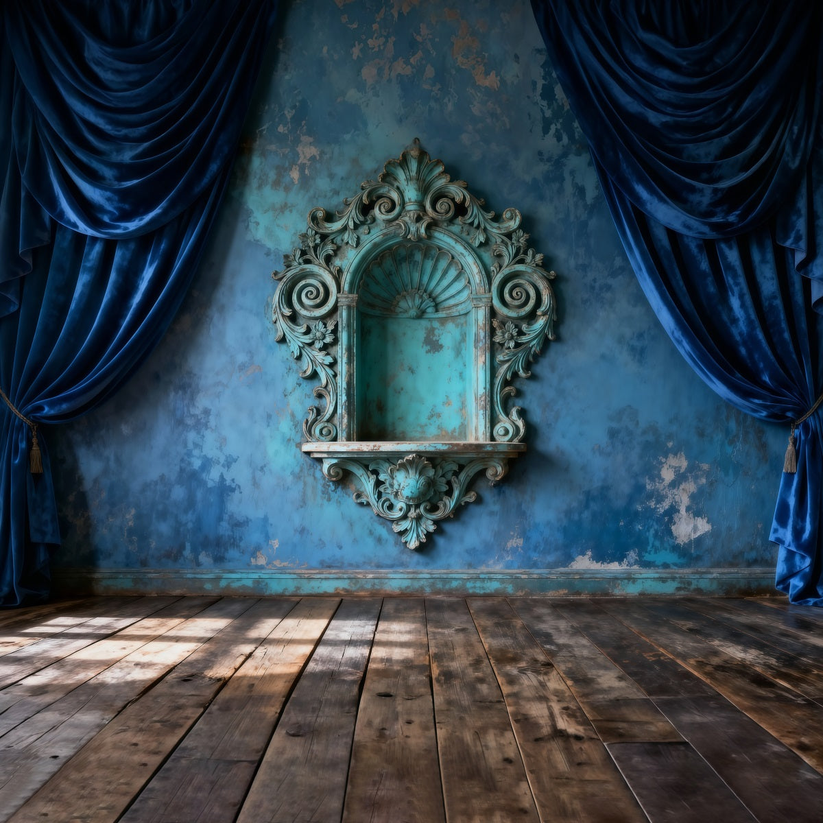 Backdrops For Boudoir Photography Antique Teal Baroque Wall Drapery Antique Backdrop RR62-87