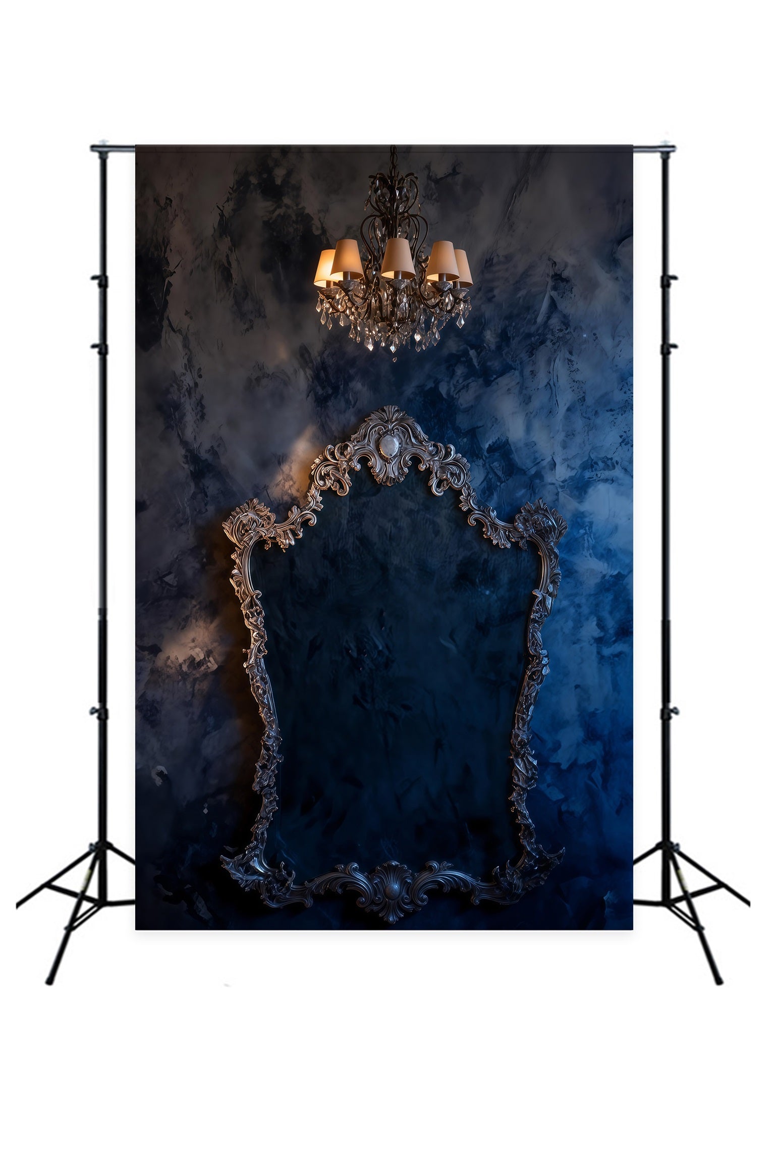 Boudoir Photo Backdrops Midnight Marble Gilded Chandelier Frame Retro Photo Backdrop RR62-88