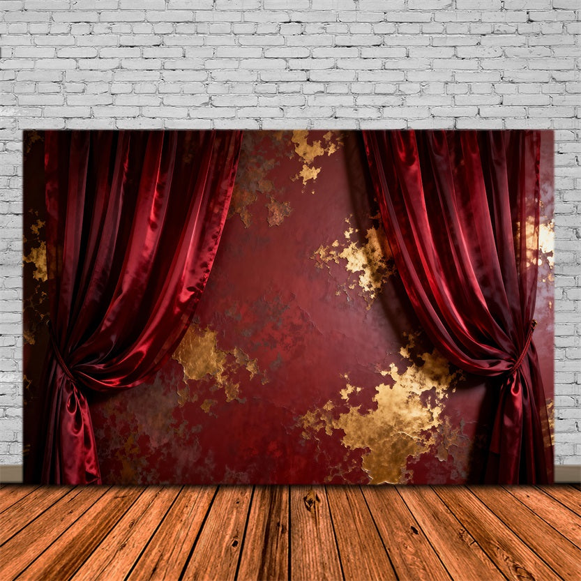 Backdrops for Boudoir Crimson Gilded Velvet Curtain Texture Vintage Wall Backdrop RR62-90