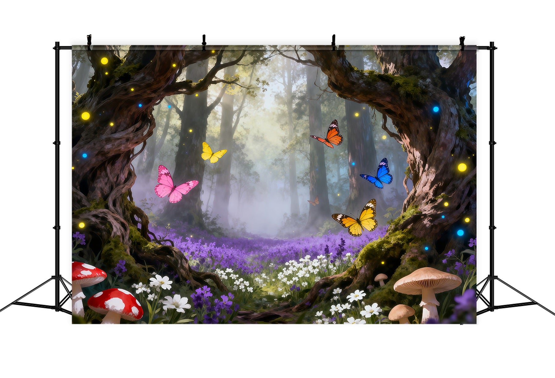 Enchanted Forest Backdrop Butterfly Glowing Fairy Woodland Forest Photo Booth Backdrop RR63-121