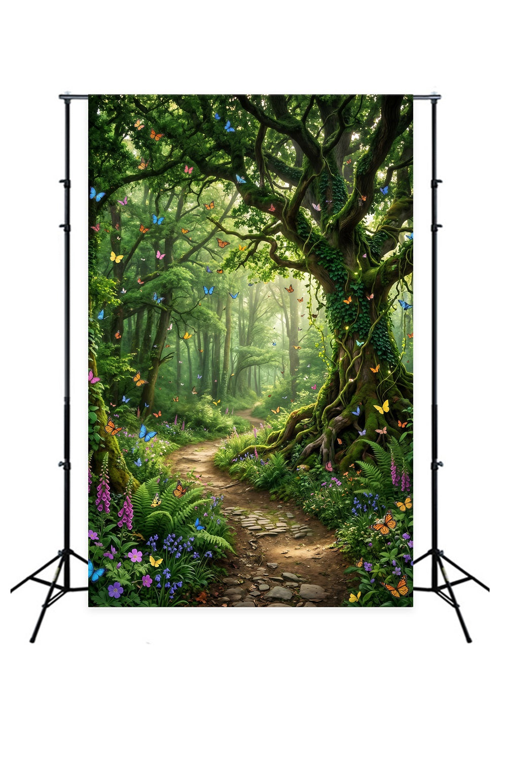 Fairytale Forest Backdrop Butterfly Filled Enchanted Woodland Path Green Forest Backdrop RR63-145