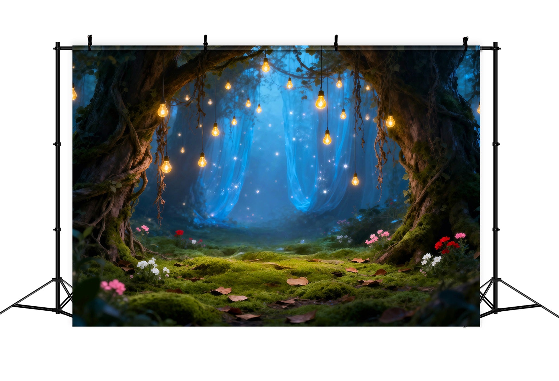 Rain Forest Backdrop Hanging Bulb Magical Mossy Clearing Enchanted Forest Theme Backdrop RR63-147