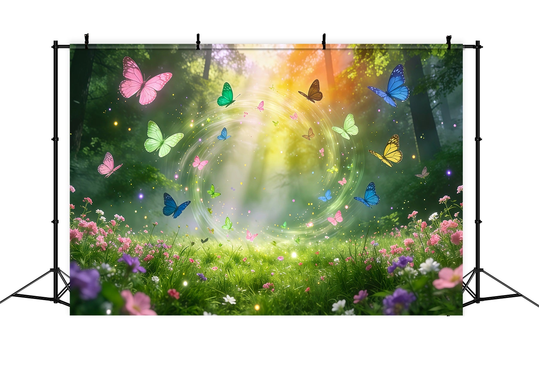 Enchanted Forest Backdrop Diy Colorful Butterfly Circle Magic Light Burst Forest Backdrop RR63-160