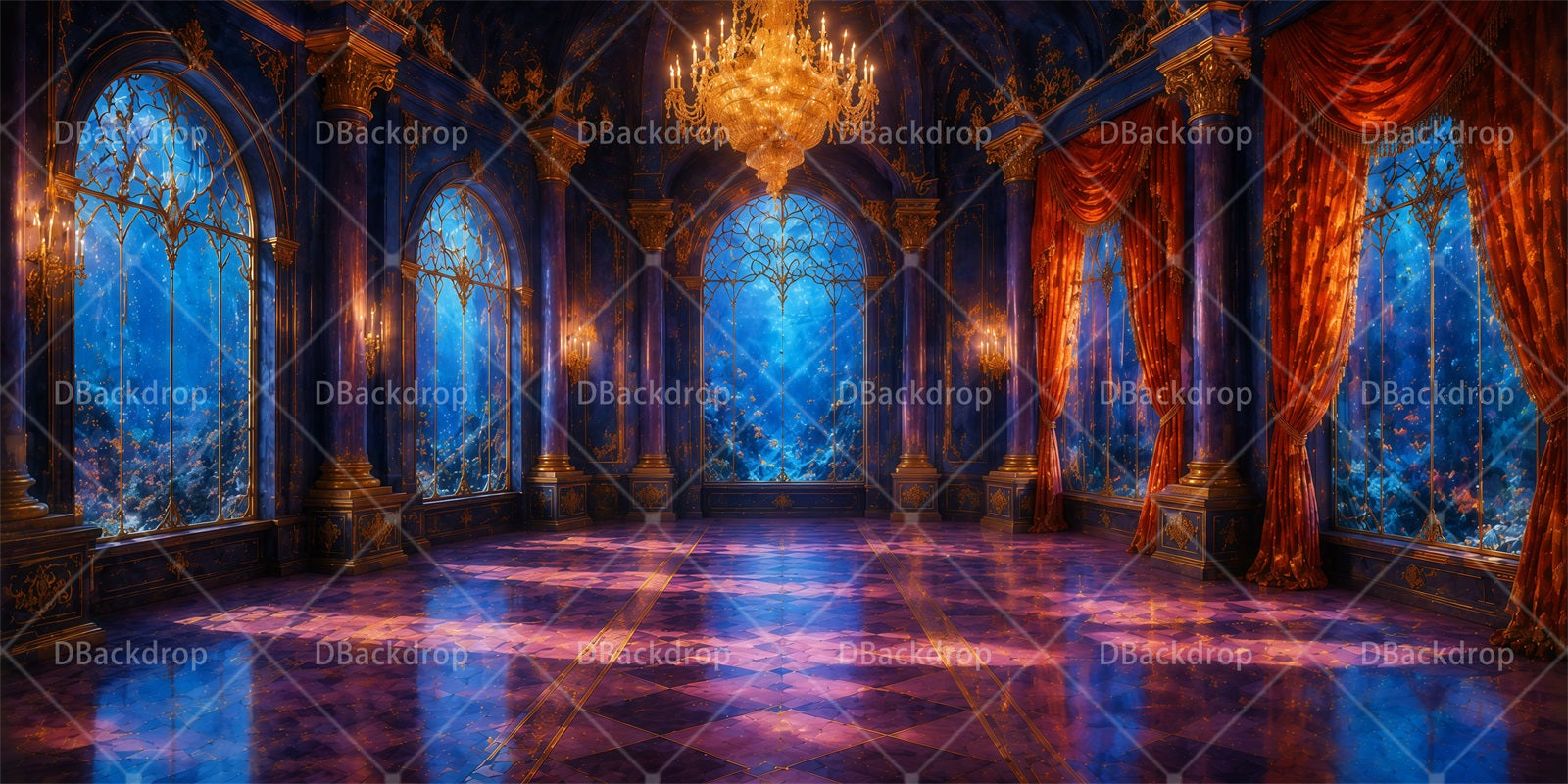 Ballroom Backdrop Grand Hall Scuba VBS Backdrop RR65-T11