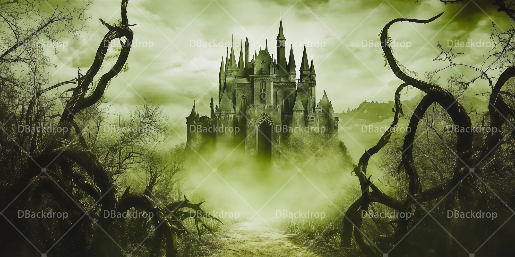 Theater Backdrops For Sale Dark Thorny Castle Stage Backdrops RR65-T123