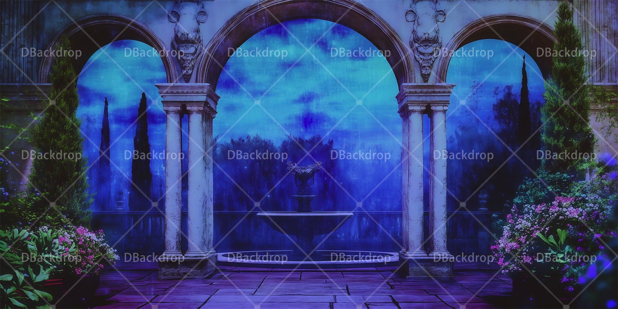 Theater Backdrops For Sale Night Palace Courtyard Stage Backdrop RR66-T11