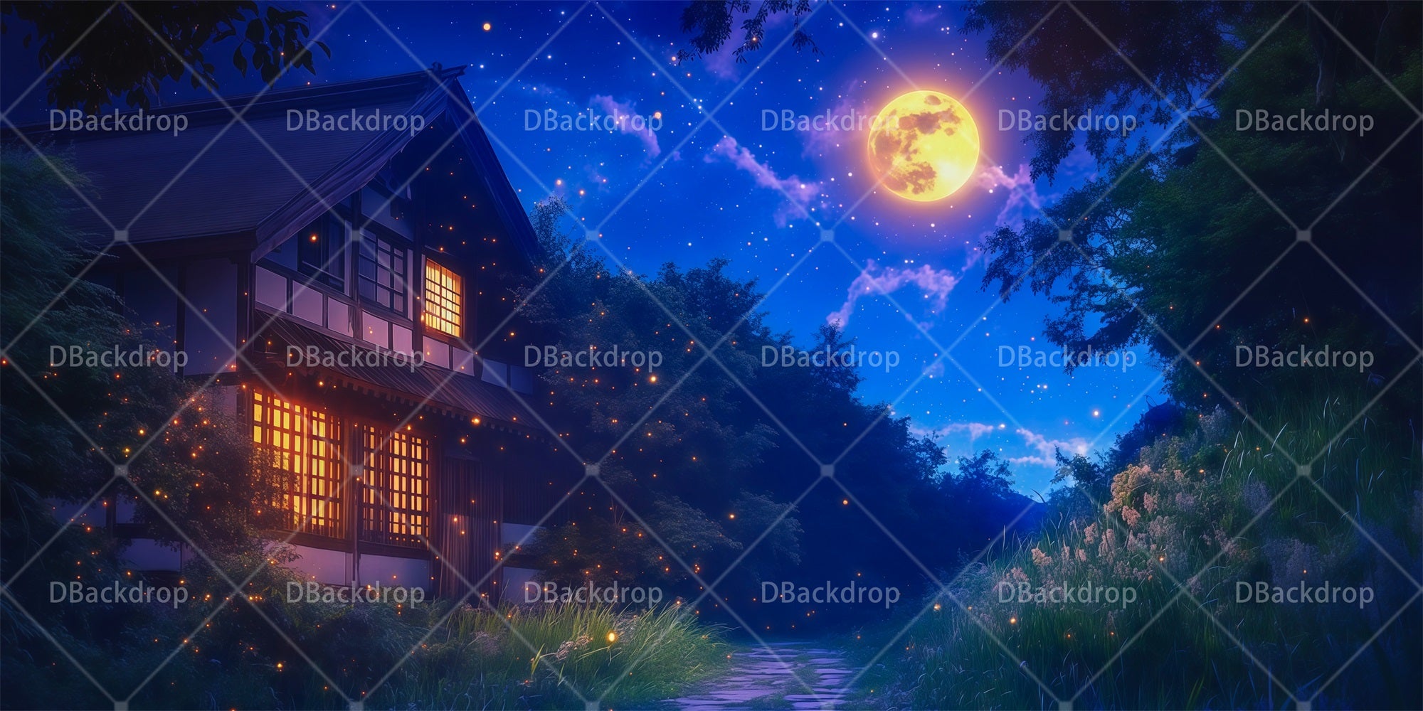 Theater Stage Backdrop Peaceful Magic Cottage Performance Backdrop RR66-T20