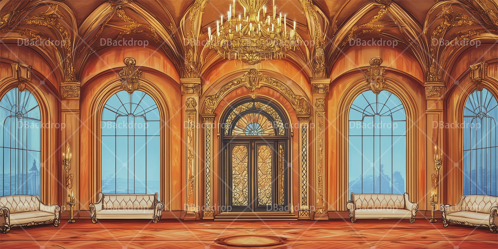 Dance Stage Backdrop Golden Palace Parlor Theater Backdrop RR66-T24
