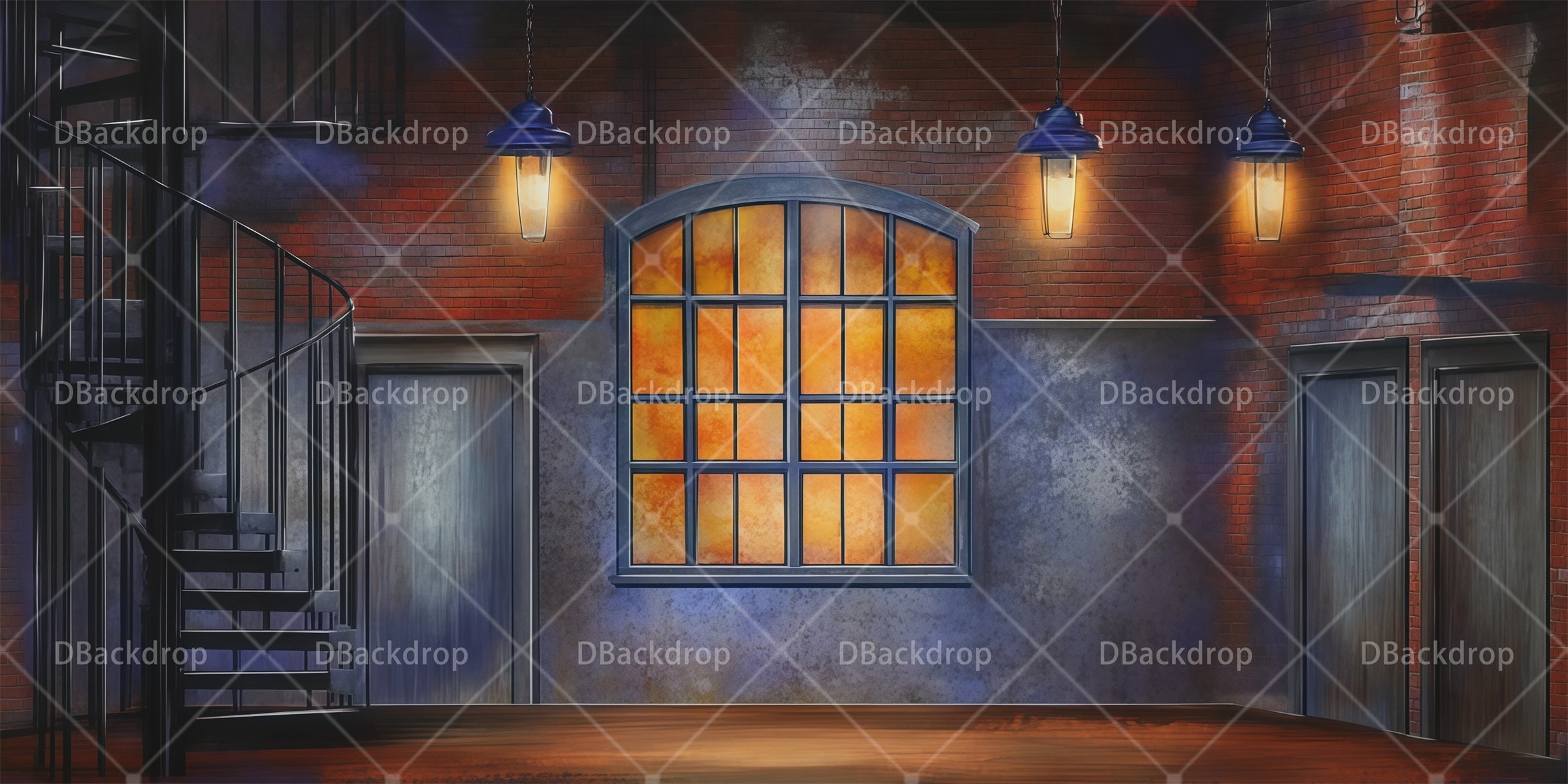 Theater Stage Backdrops Vintage Warehouse School Play Backdrops RR66-T26