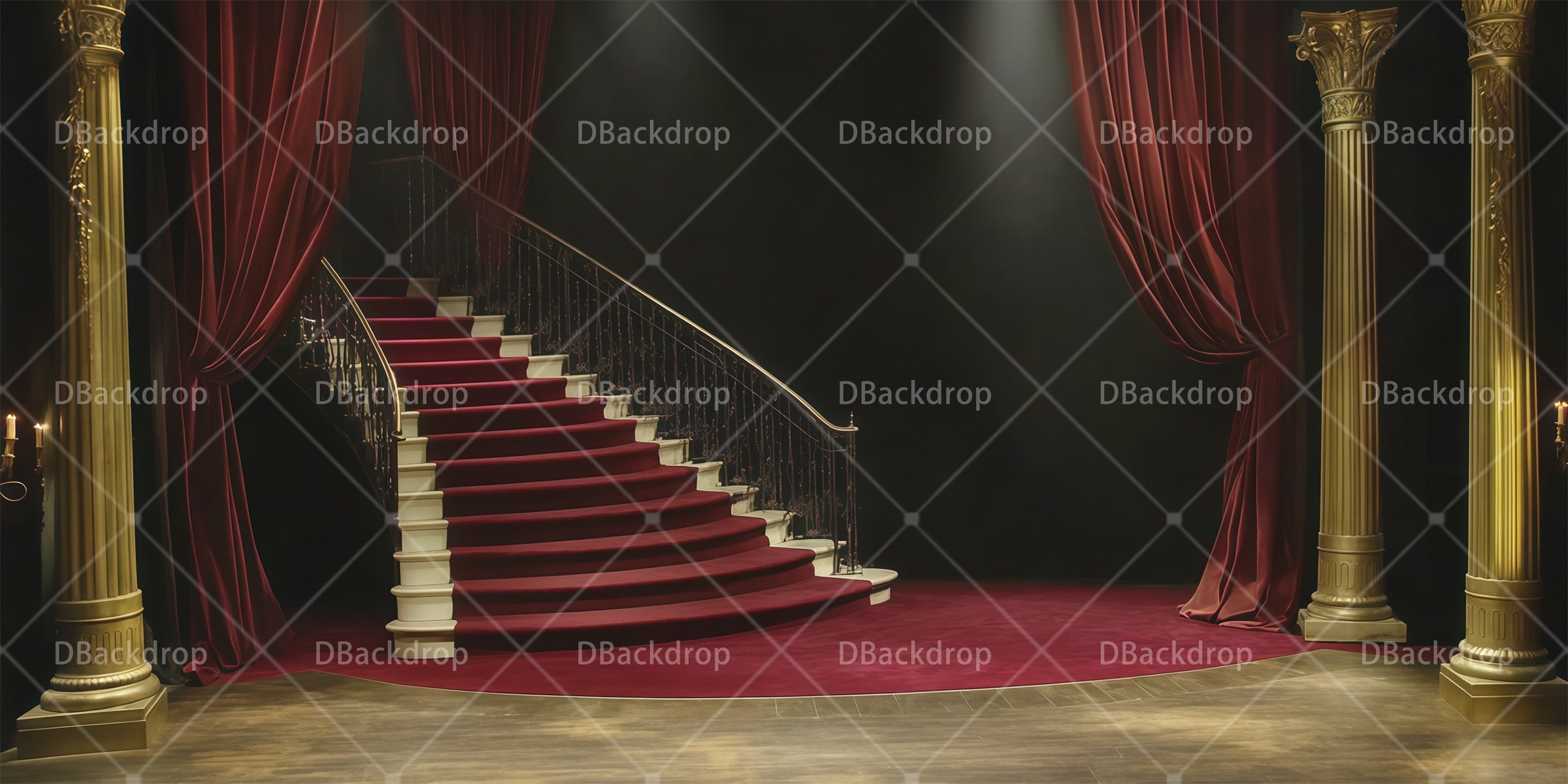 Stage Backdrop Red Carpet Staircase Cheap Theater Backdrops RR66-T50