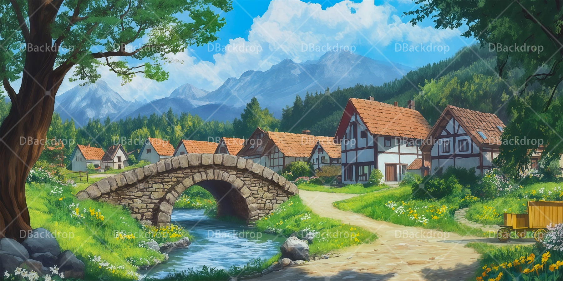 Stage Backdrop Ideas Quaint Village School Play Backdrops RR66-T75