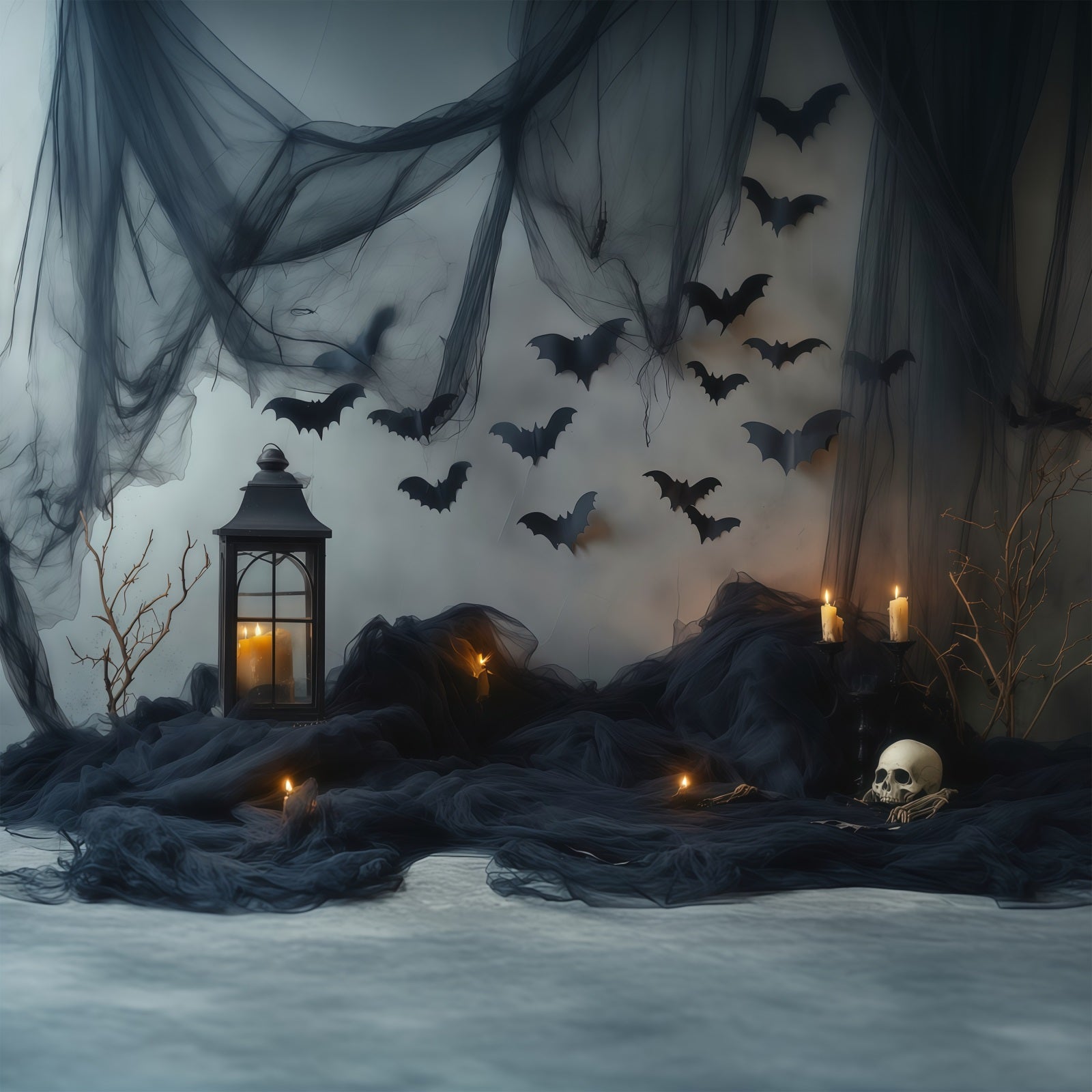Halloween Backdrop Photos Dark Bat Candle Drapes DIY Halloween Photo Backdrop RR67-100