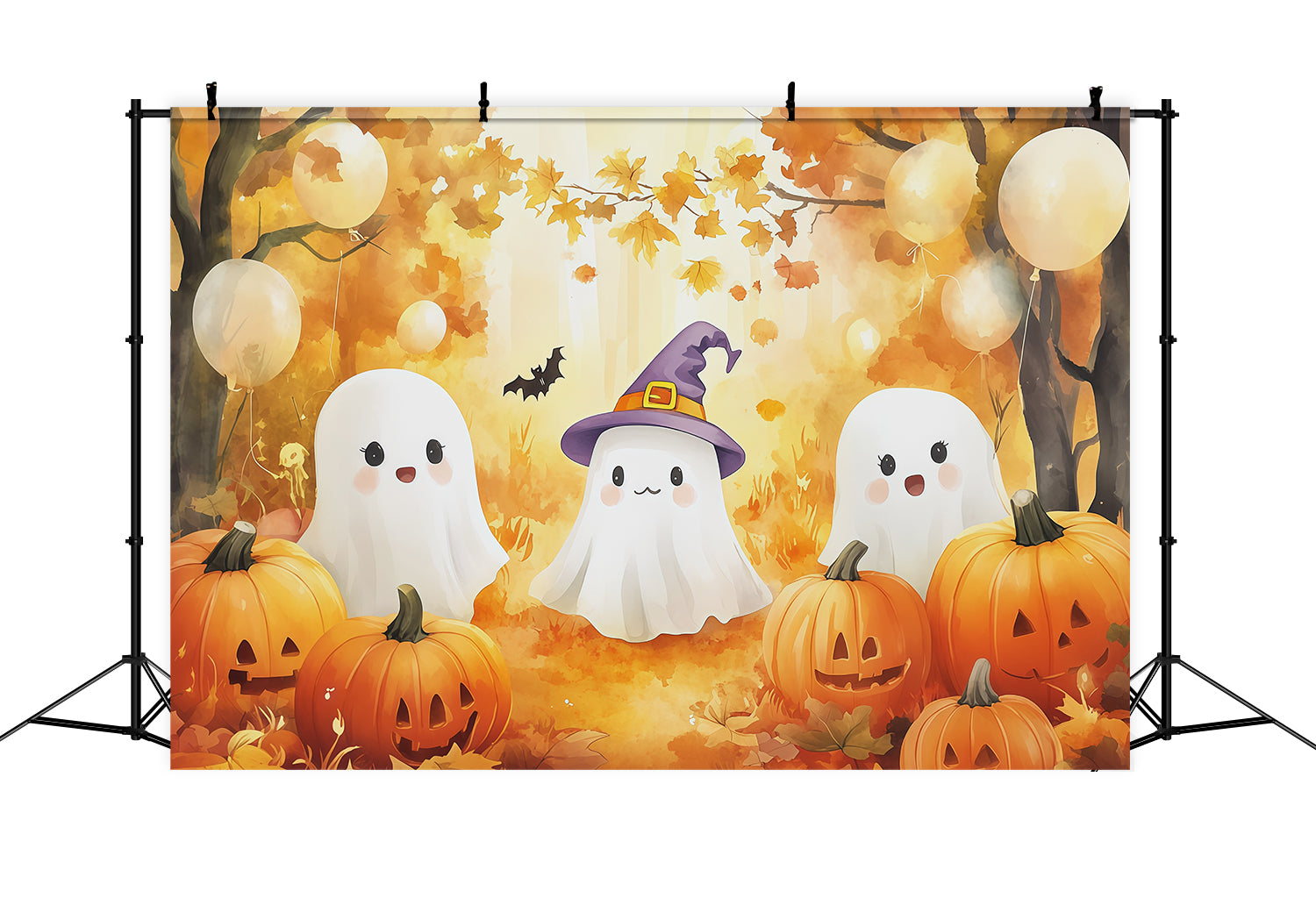 Pumpkin Patch Photography Backdrop Autumn Ghost Gathering Cute Halloween Photo Backdrop RR67-178