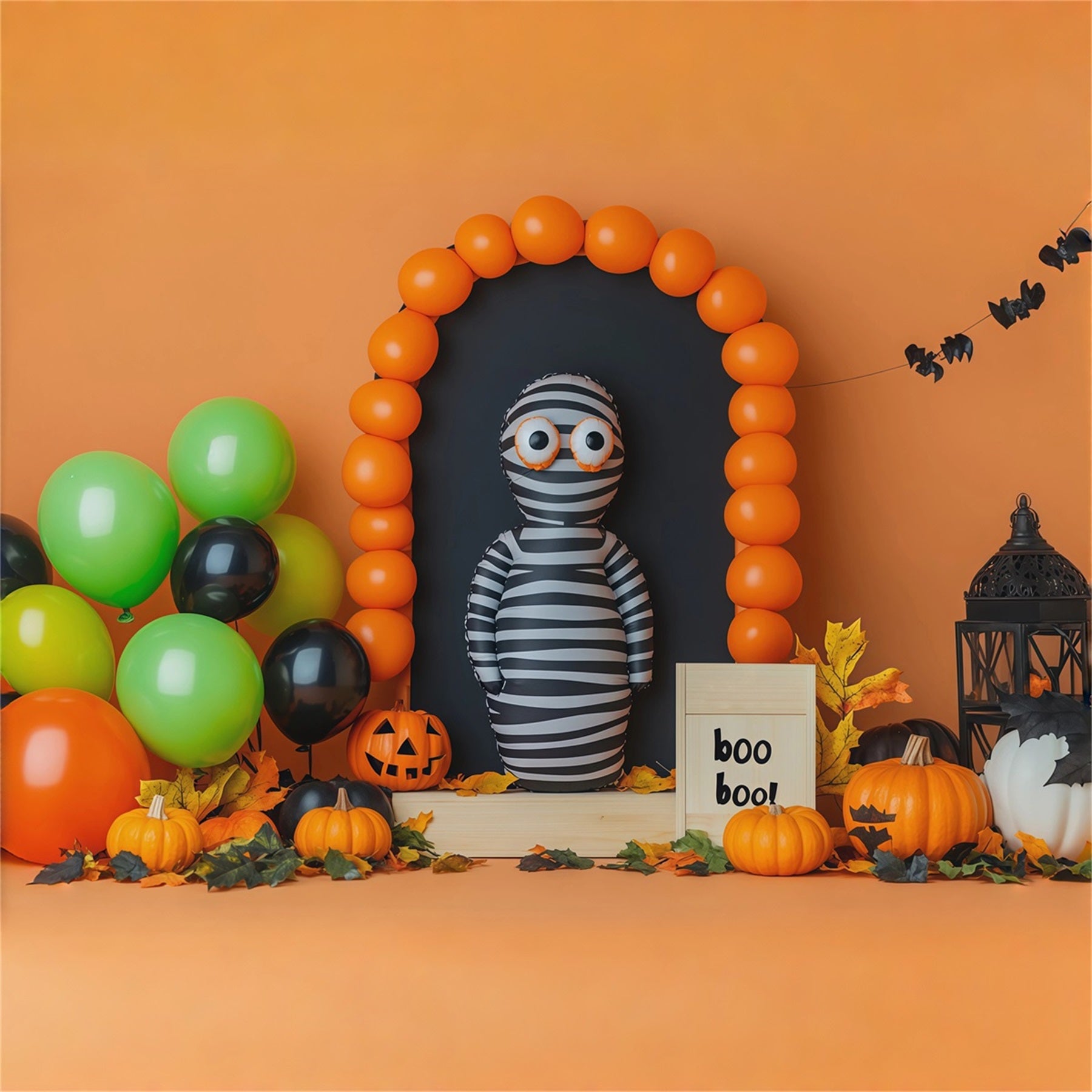 Halloween Balloon Backdrop Ideas Striped Mummy Arch Halloween Cardboard Backdrops RR67-182