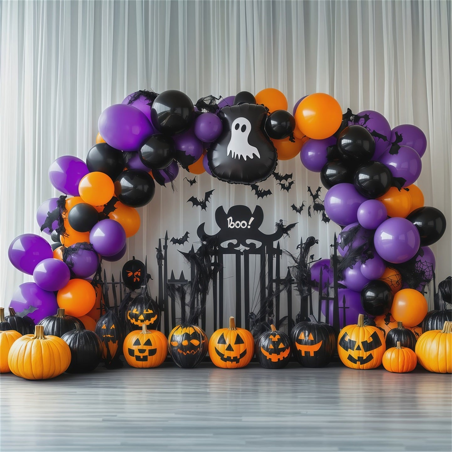 Halloween Balloon Photo Backdrop Ghost Pumpkin Arch Halloween Backdrop Outdoor RR67-185
