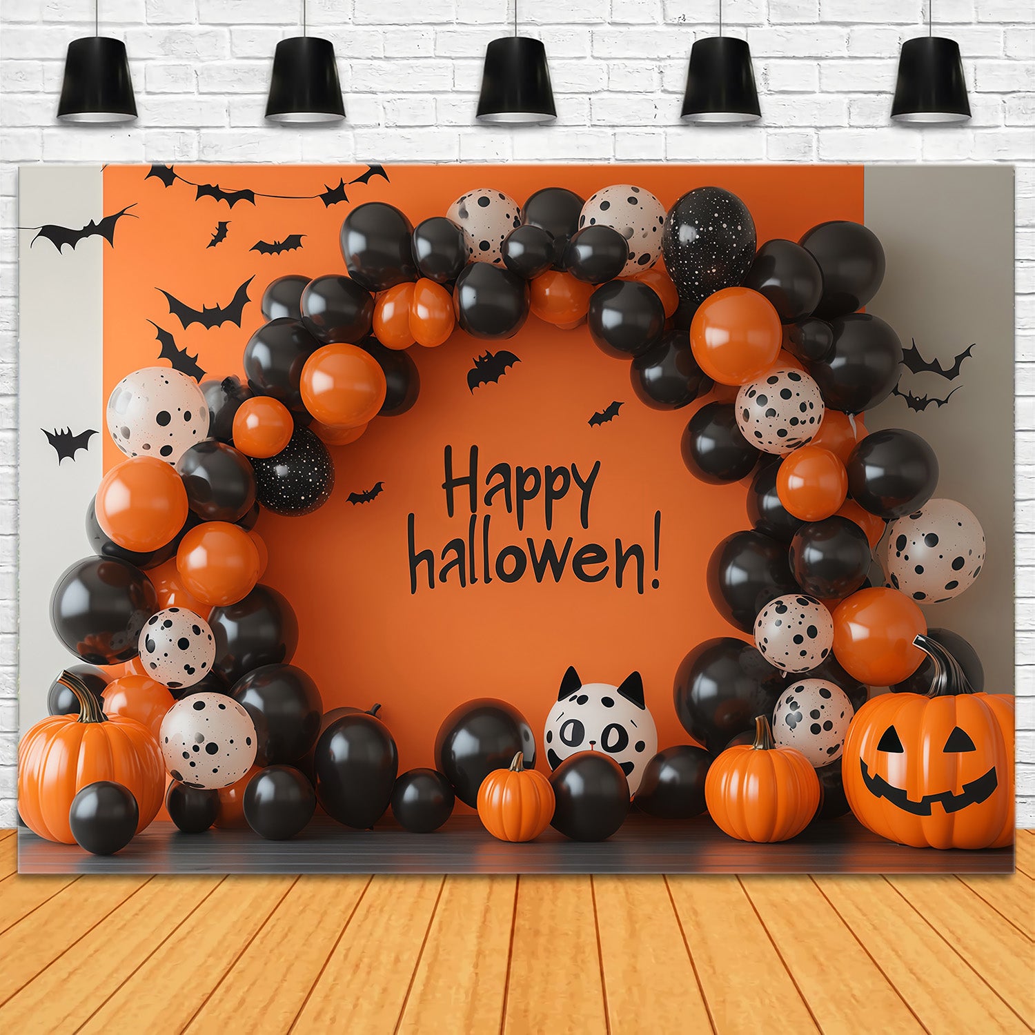 Halloween Backdrop Balloons Black Orange Decoration Diy Halloween Backdrop Ideas RR67-189