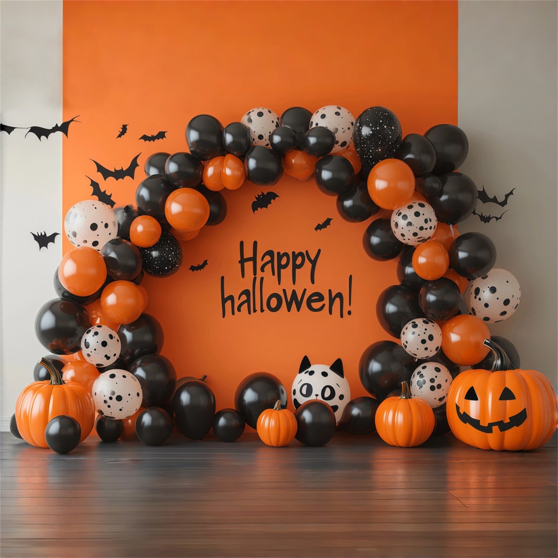 Halloween Backdrop Balloons Black Orange Decoration Diy Halloween Backdrop Ideas RR67-189