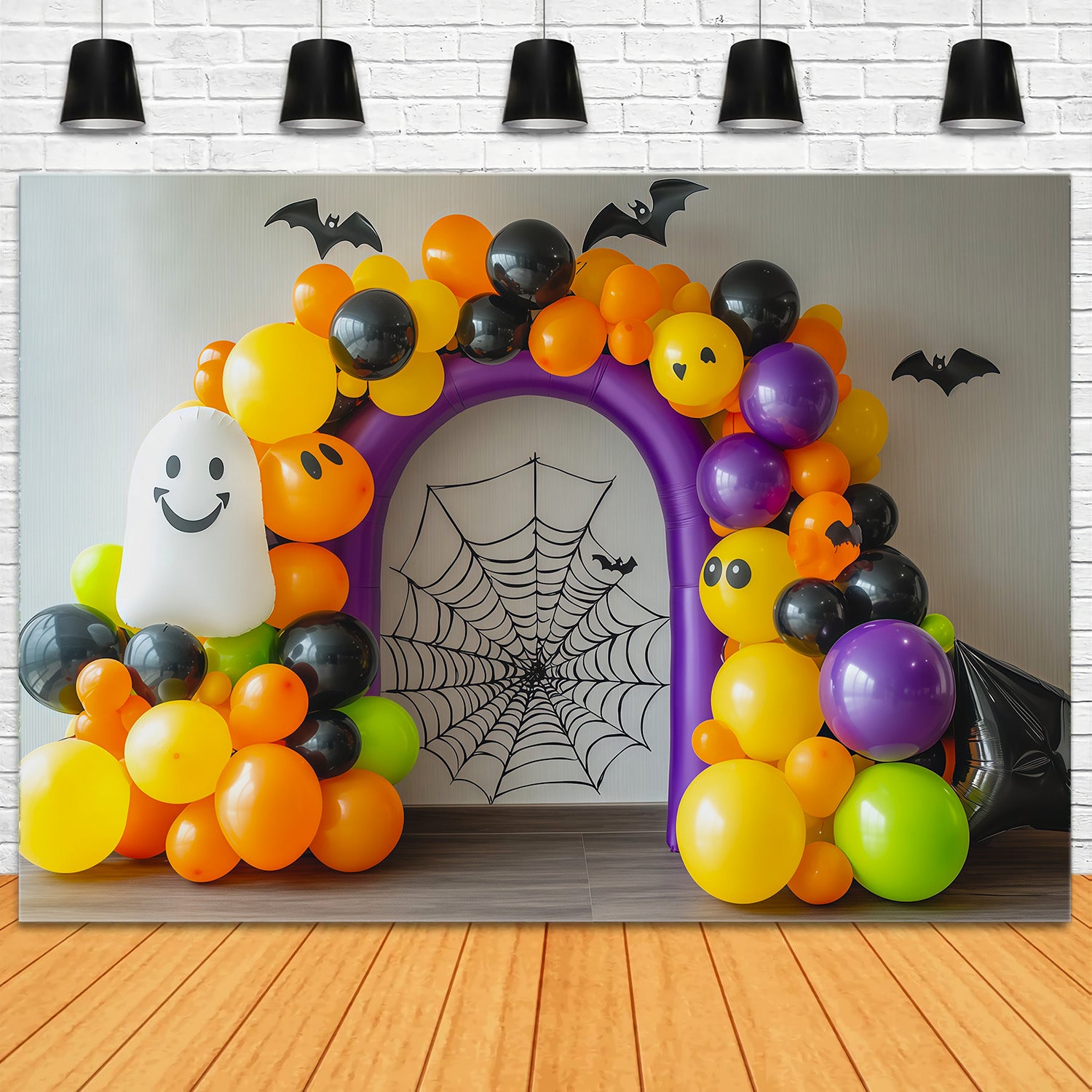 Halloween Balloon Backdrops Colorful Ghost Spiderweb Arch Magic Show Backdrop RR67-191