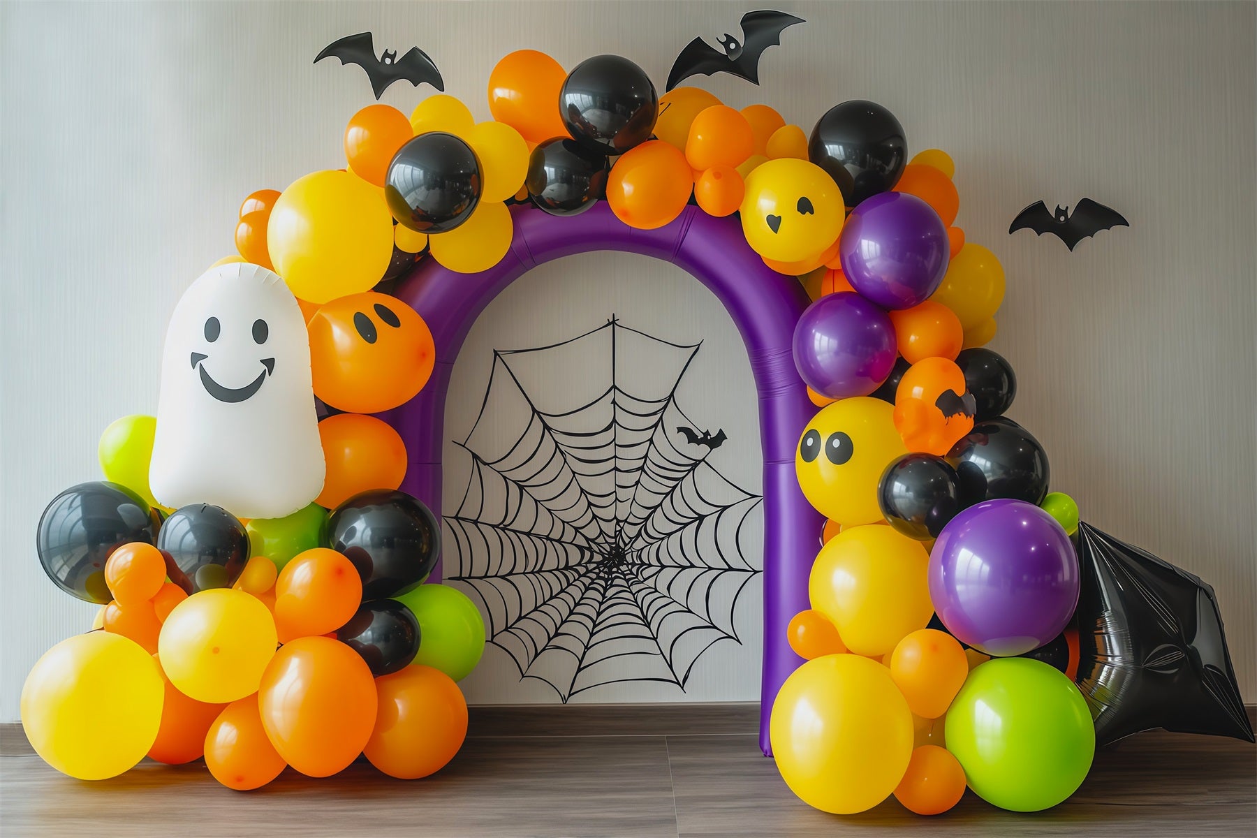 Halloween Balloon Backdrops Colorful Ghost Spiderweb Arch Magic Show Backdrop RR67-191