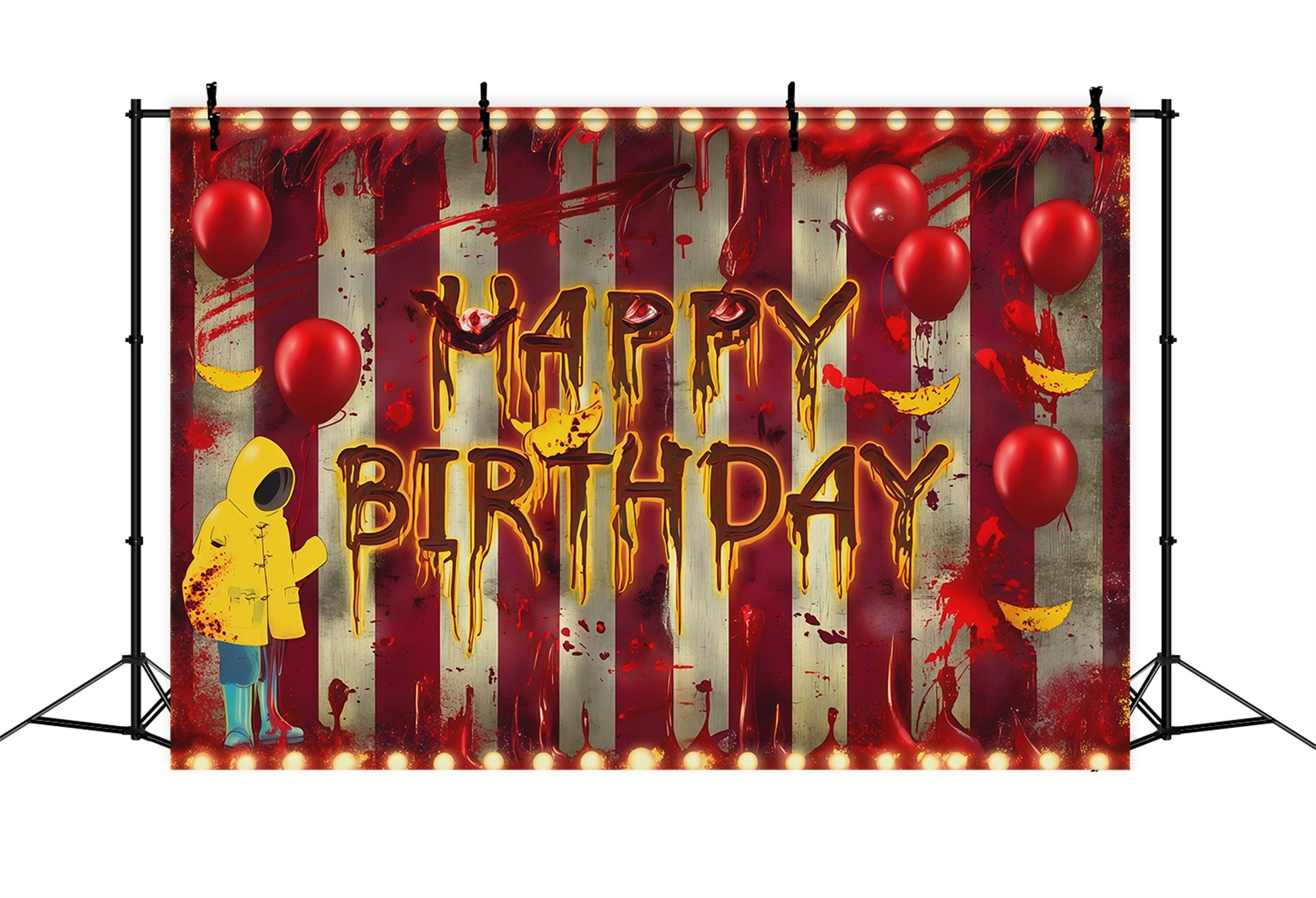 Halloween Picture Backdrops Bloody Letters Balloon Wall Halloween Birthday Backdrop RR67-26