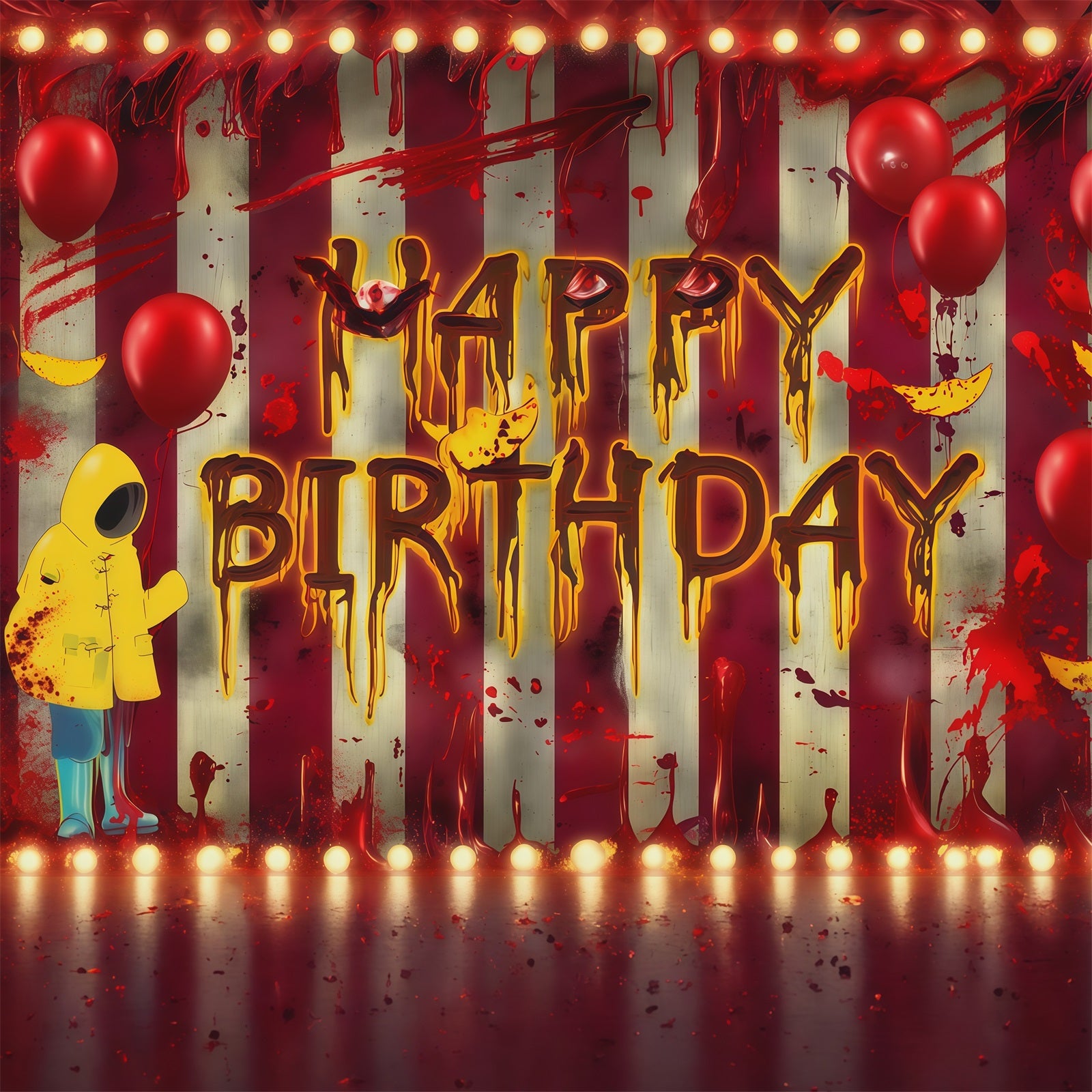 Halloween Picture Backdrops Bloody Letters Balloon Wall Halloween Birthday Backdrop RR67-26