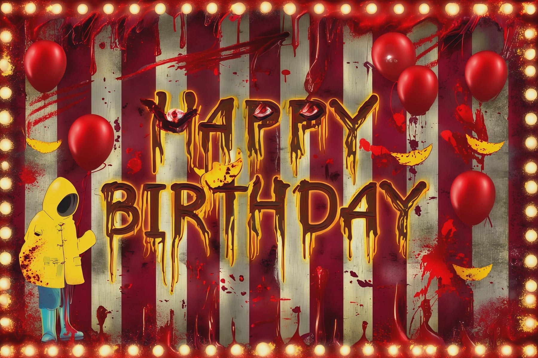 Halloween Picture Backdrops Bloody Letters Balloon Wall Halloween Birthday Backdrop RR67-26