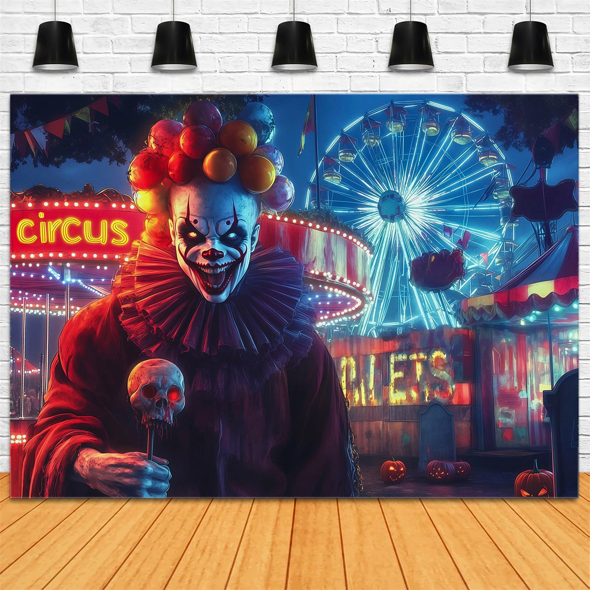 Halloween Carnival Backdrop Killer Clown Carnival Night DIY Halloween Backdrop RR67-40